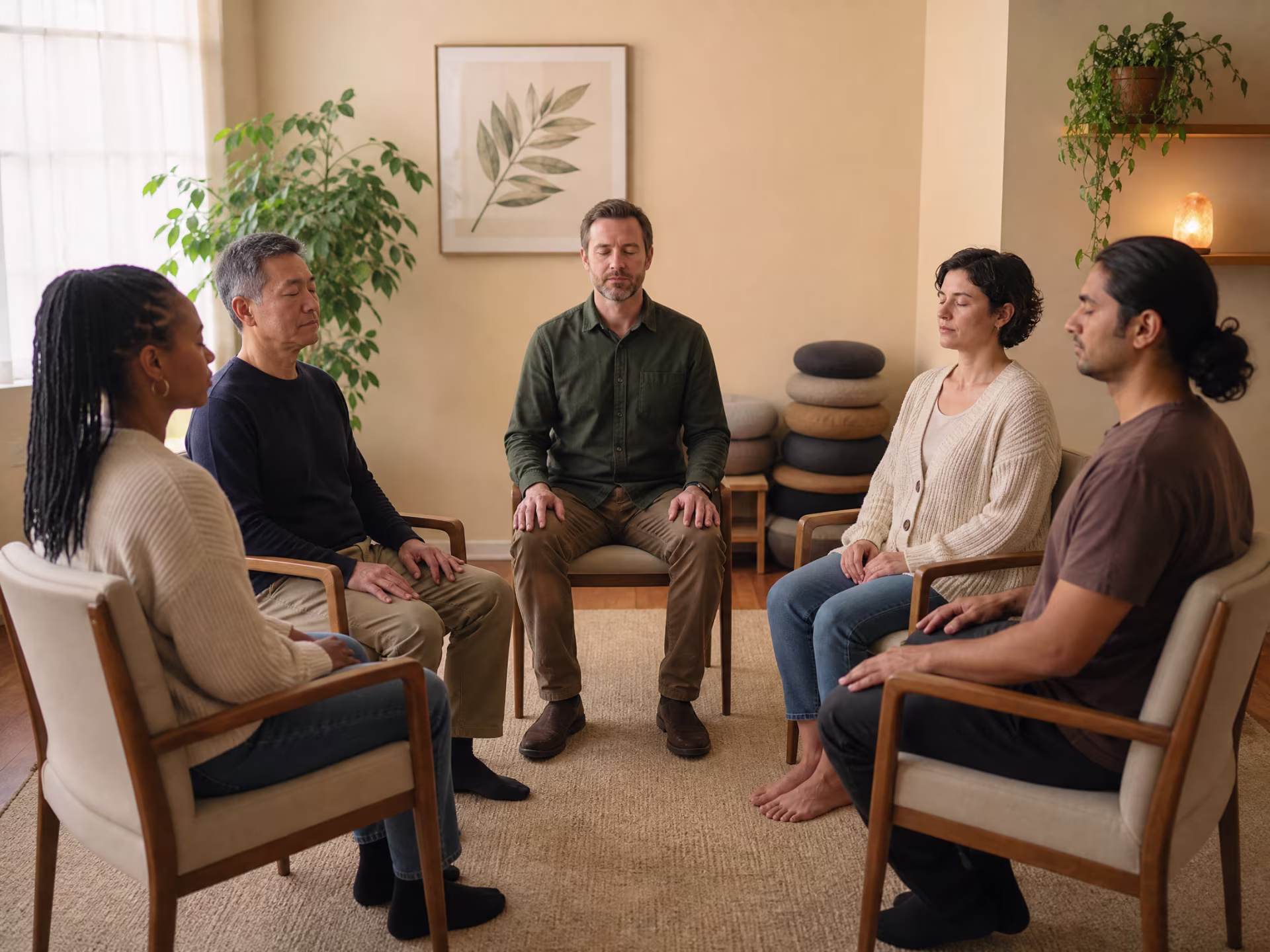 Mindfulness meditation group with diverse participants in San Francisco, CA near me in San Francisco, CA