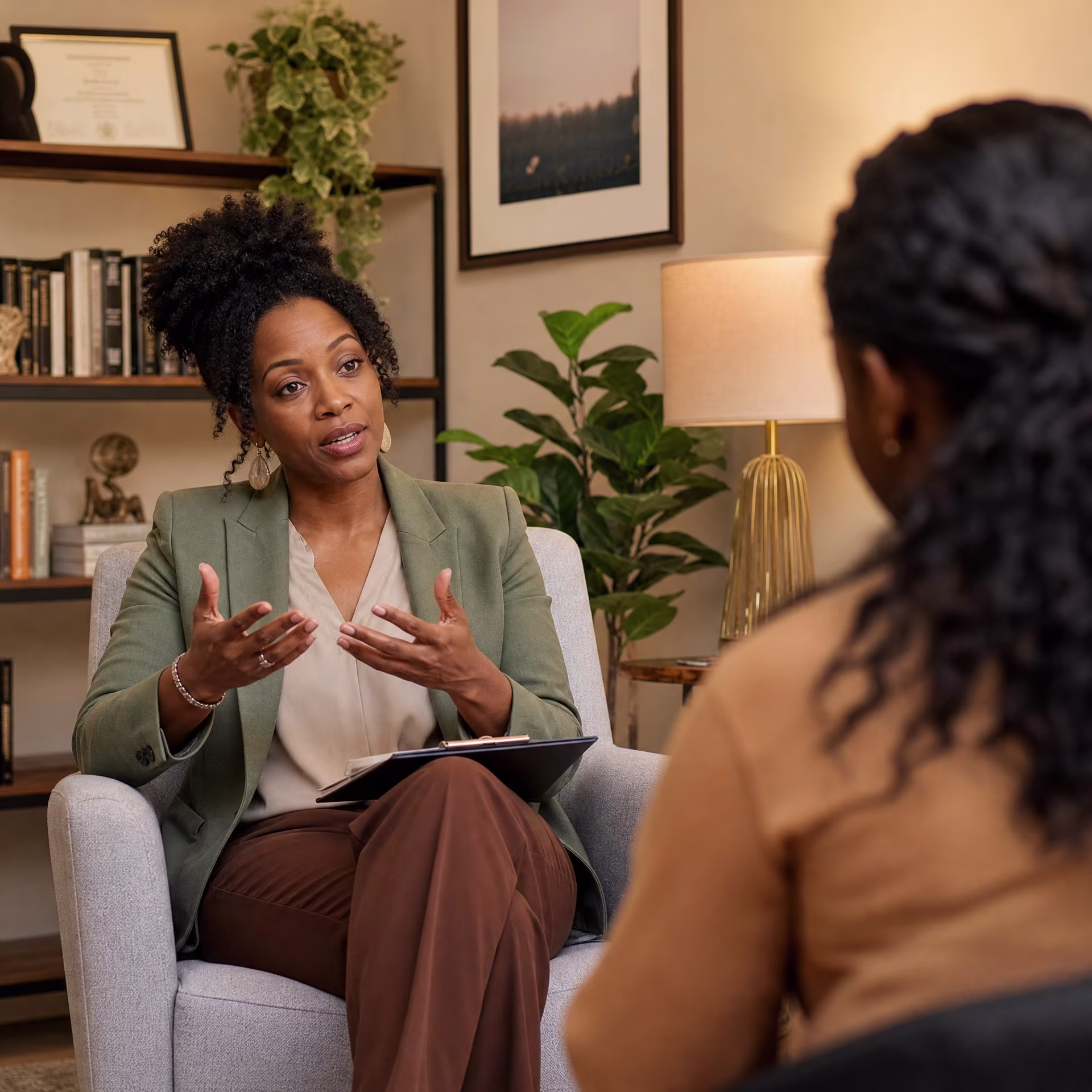 PE therapist in San Francisco reviewing trauma treatment plan with client near me in San Francisco, CA