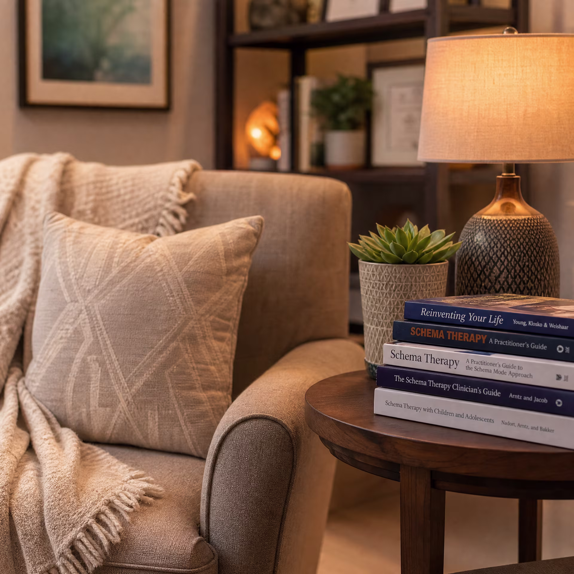 Warm therapy office for schema psychotherapy near me near me in San Francisco, CA