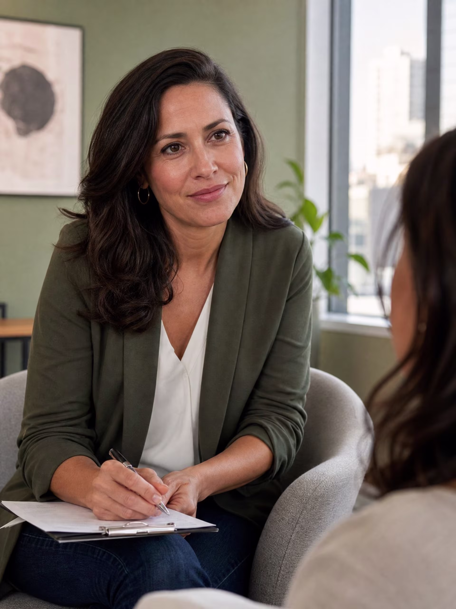 San Francisco work stress therapist with client
