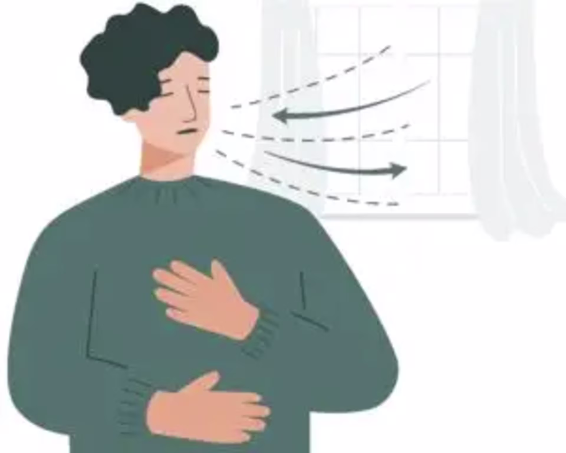 A person doing deep breathing exercises to reduce anxiety