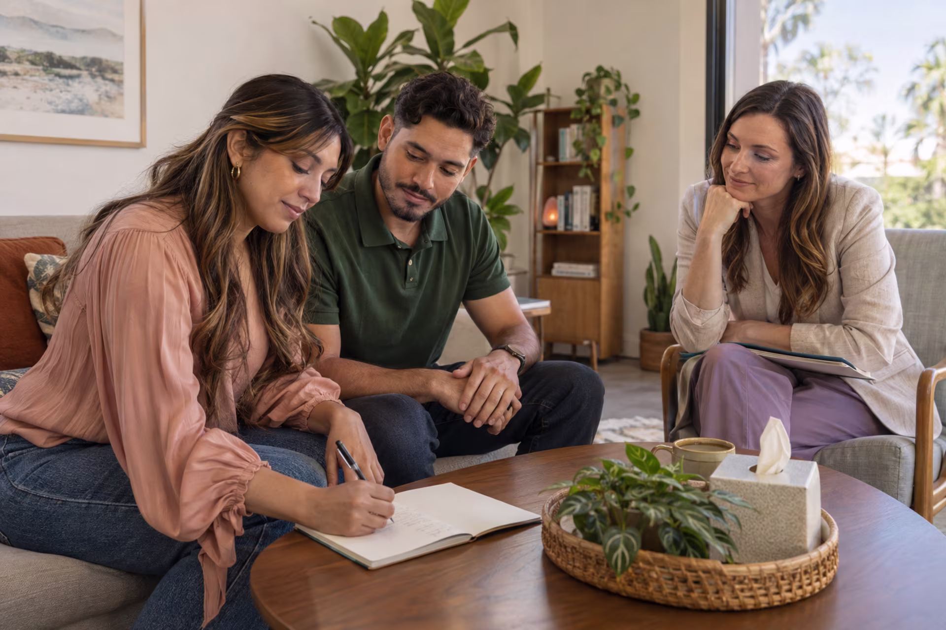 Establishing goals and treatment plans in couples therapy.