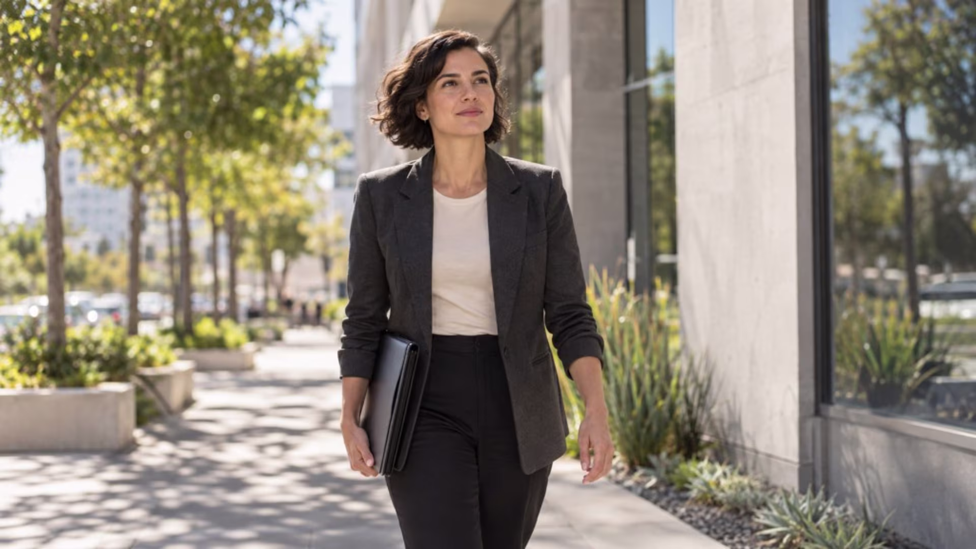 A person looking ahead with a positive outlook, embracing change after a layoff