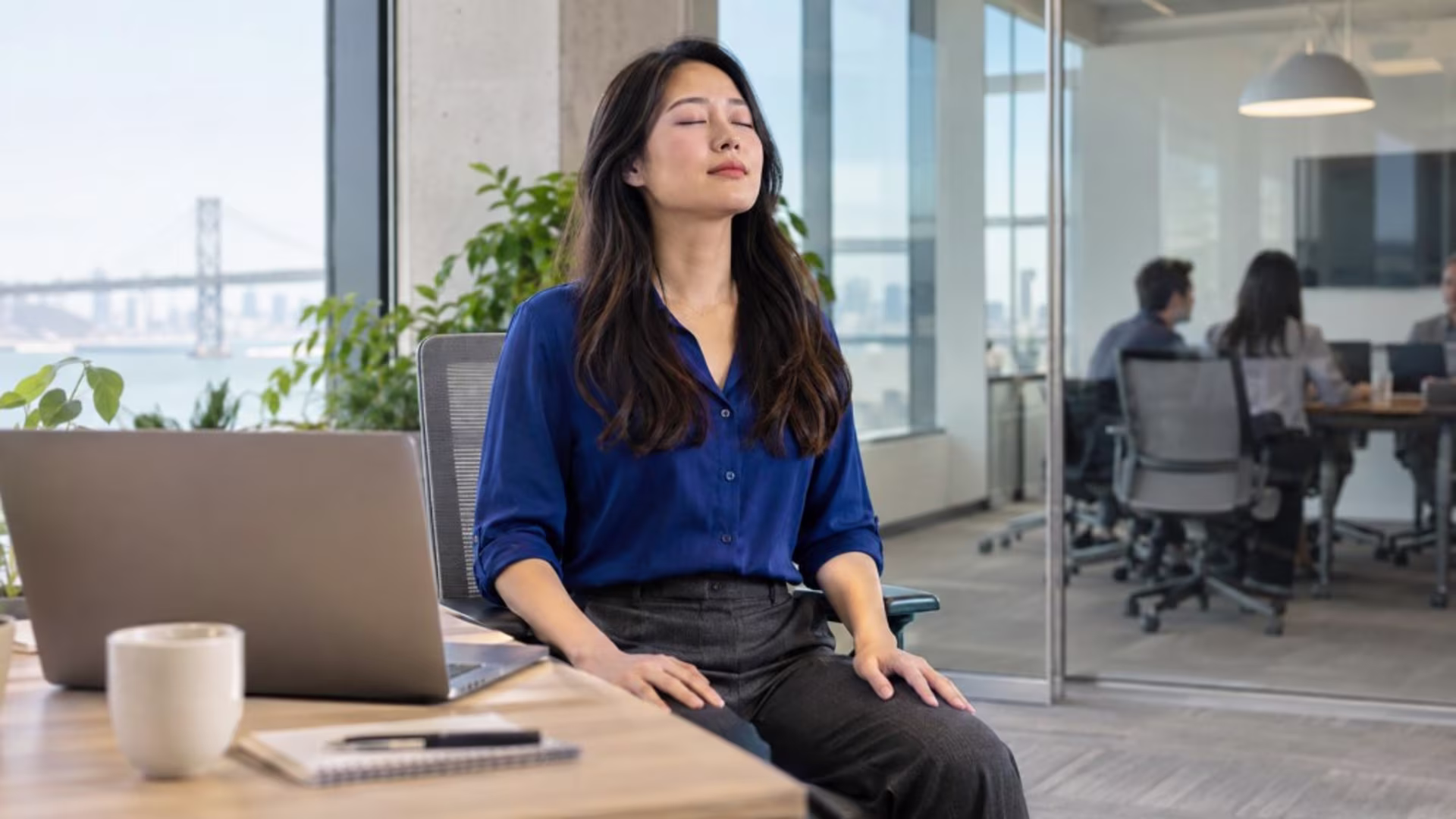 Practical meditation strategies for adults with ADHD: a brief breathing reset at a desk overlooking the Bay