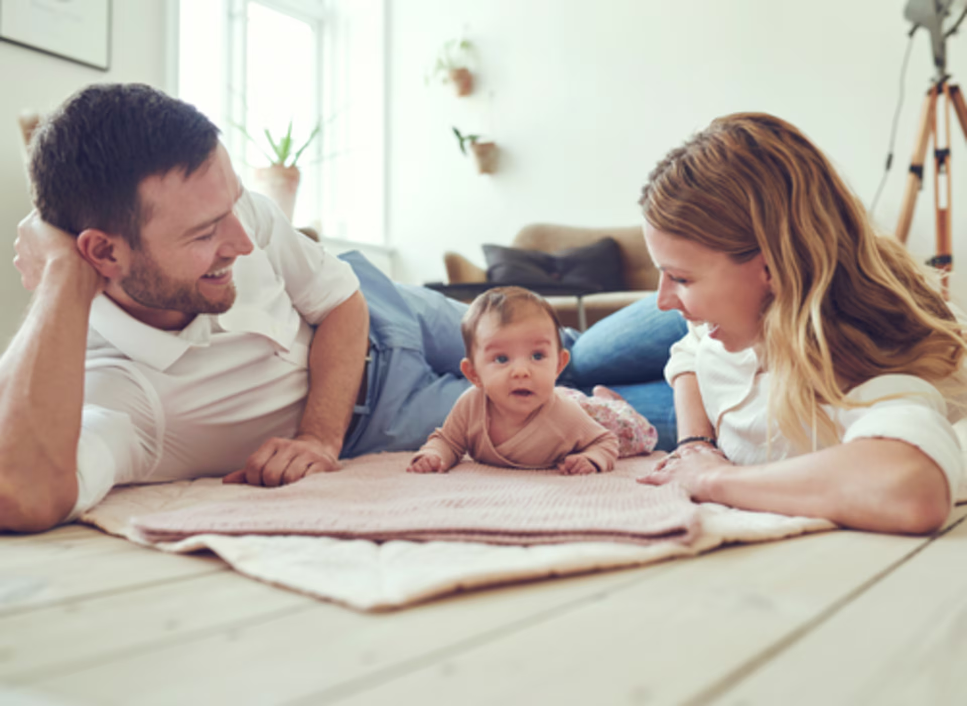 Parents and child interacting