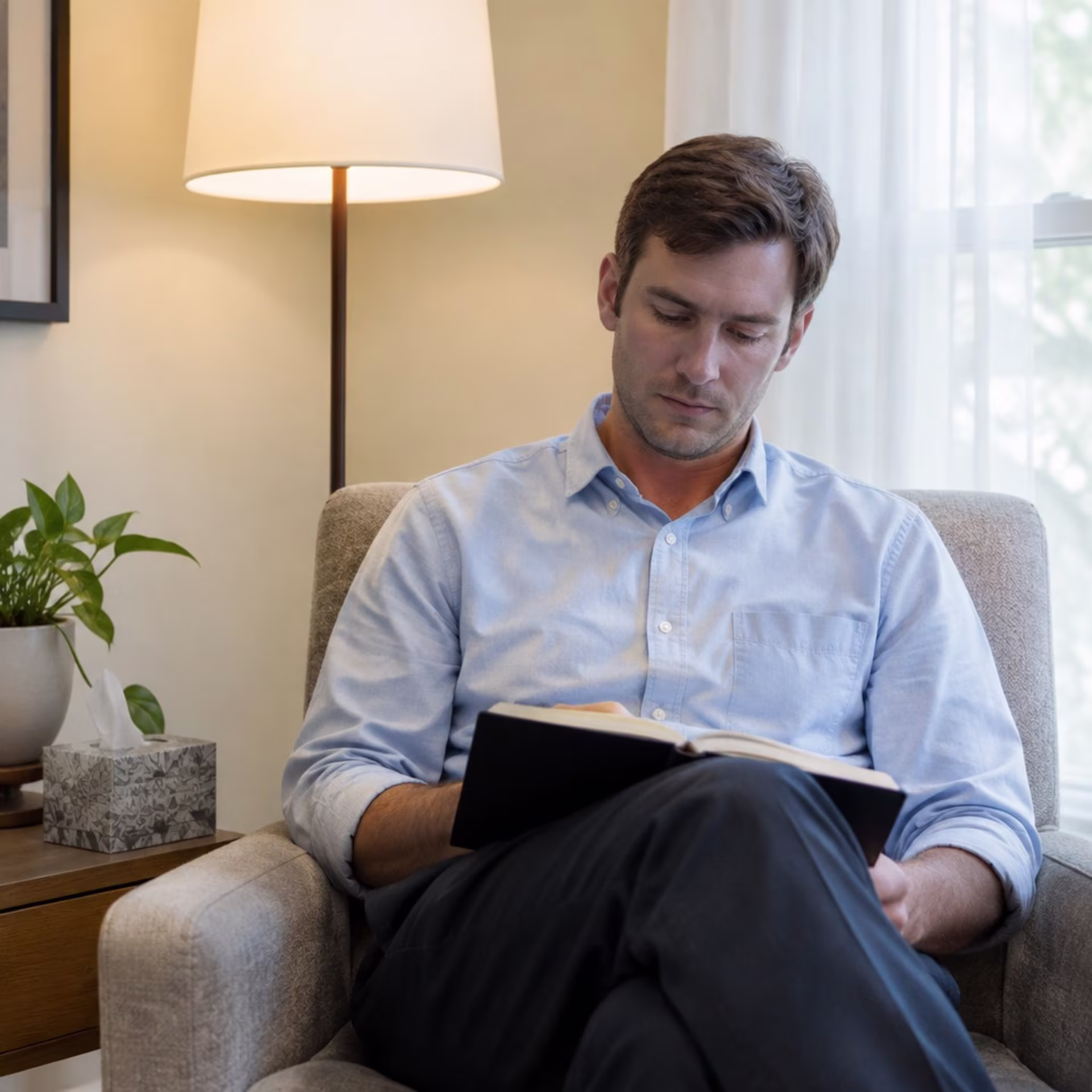Man writing during depression therapy in San Francisco
