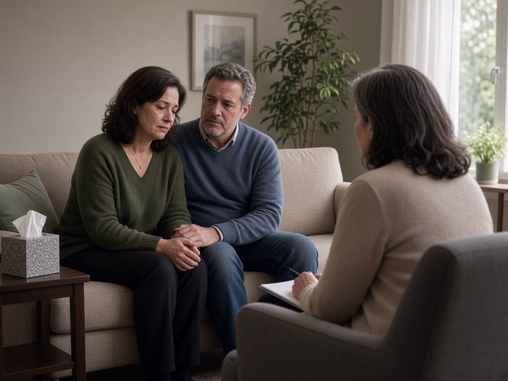 Partners meeting with a grief counselor
