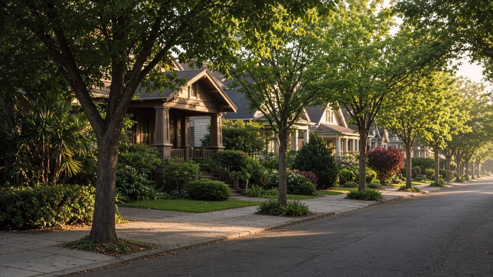 A tree-lined Oakland neighborhood street