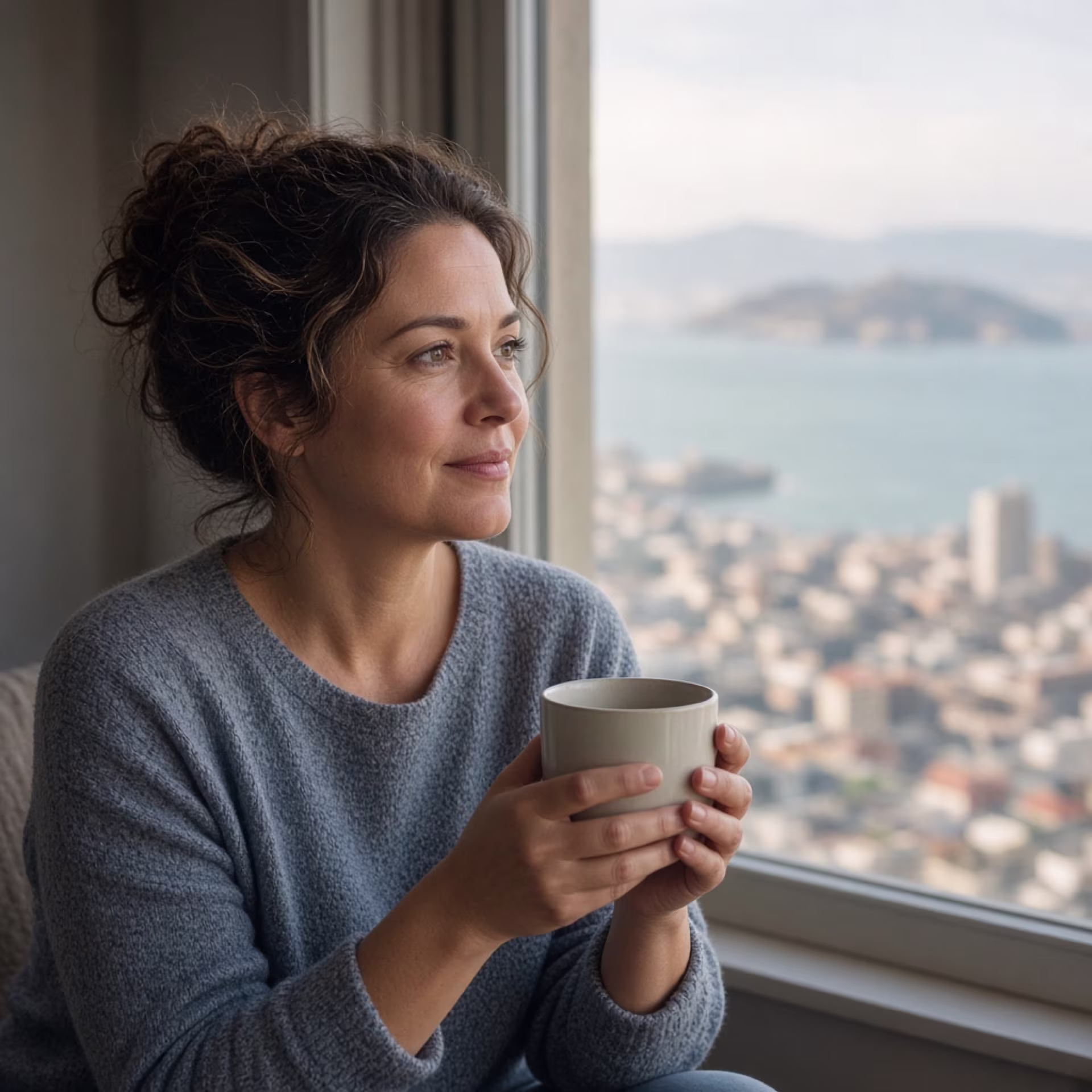 Quiet time by a window during grief