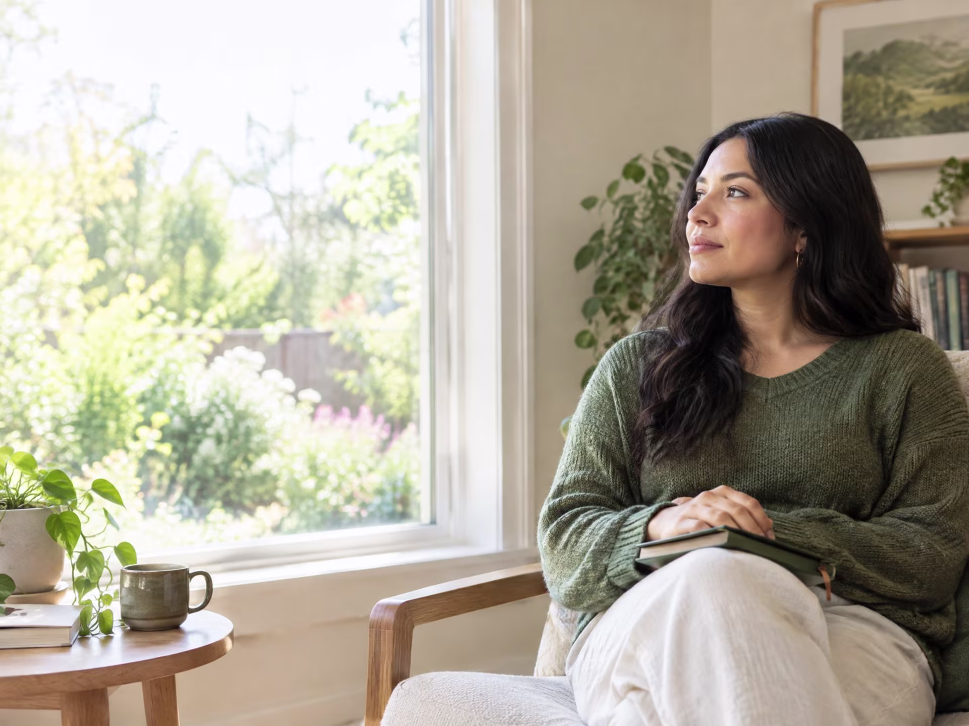 Adult sitting thoughtfully by a window in a calm California home, OCD therapy in San Jose near me