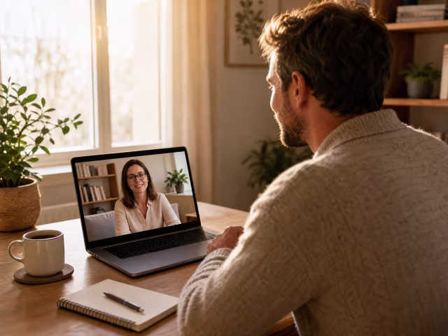 a person in front of their computer with their online therapist engaging in the ketamine administration process and doing online ketamine therapy in San Francisco