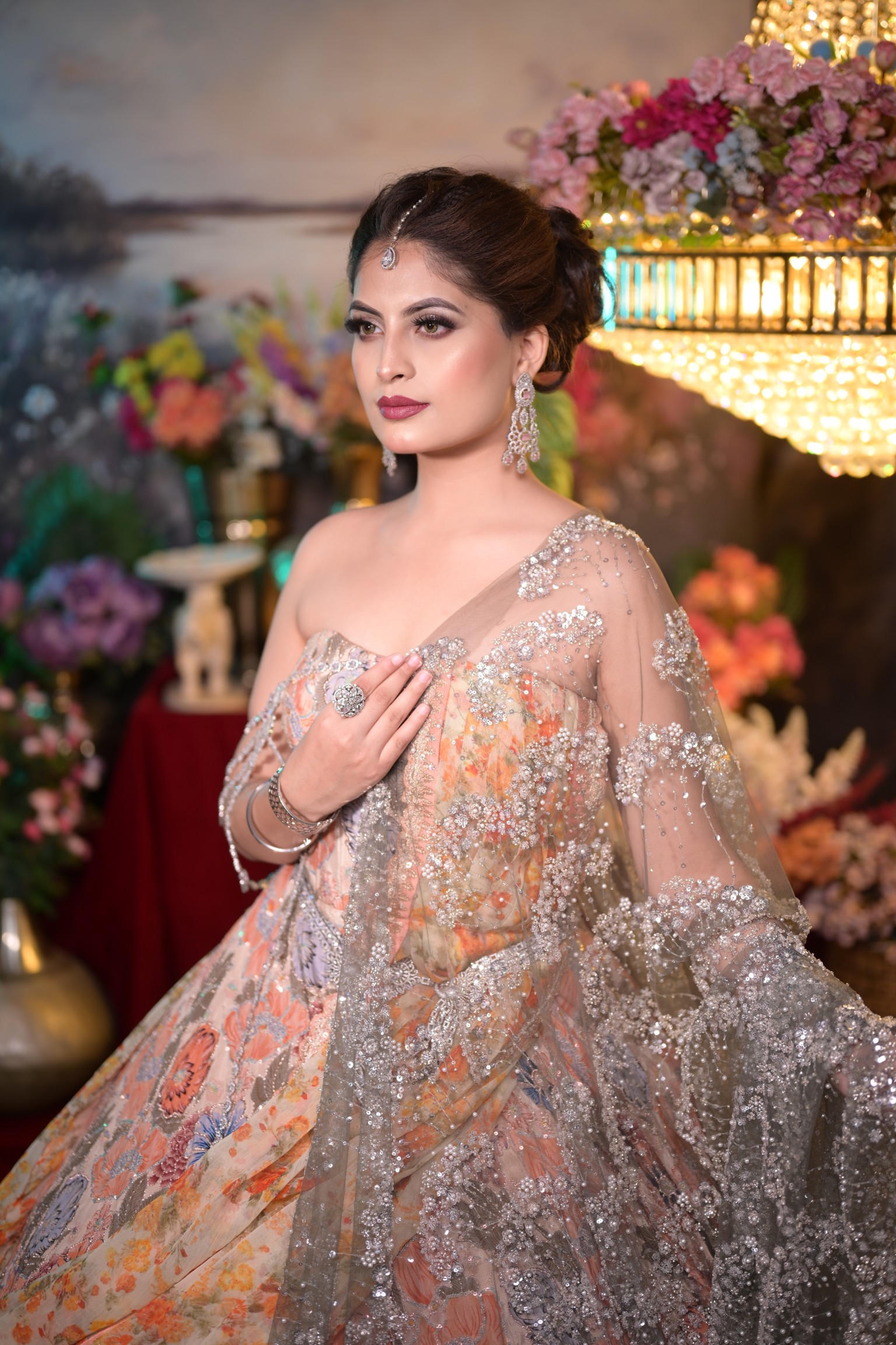 Professional bridal makeup and elegant hair styling services.