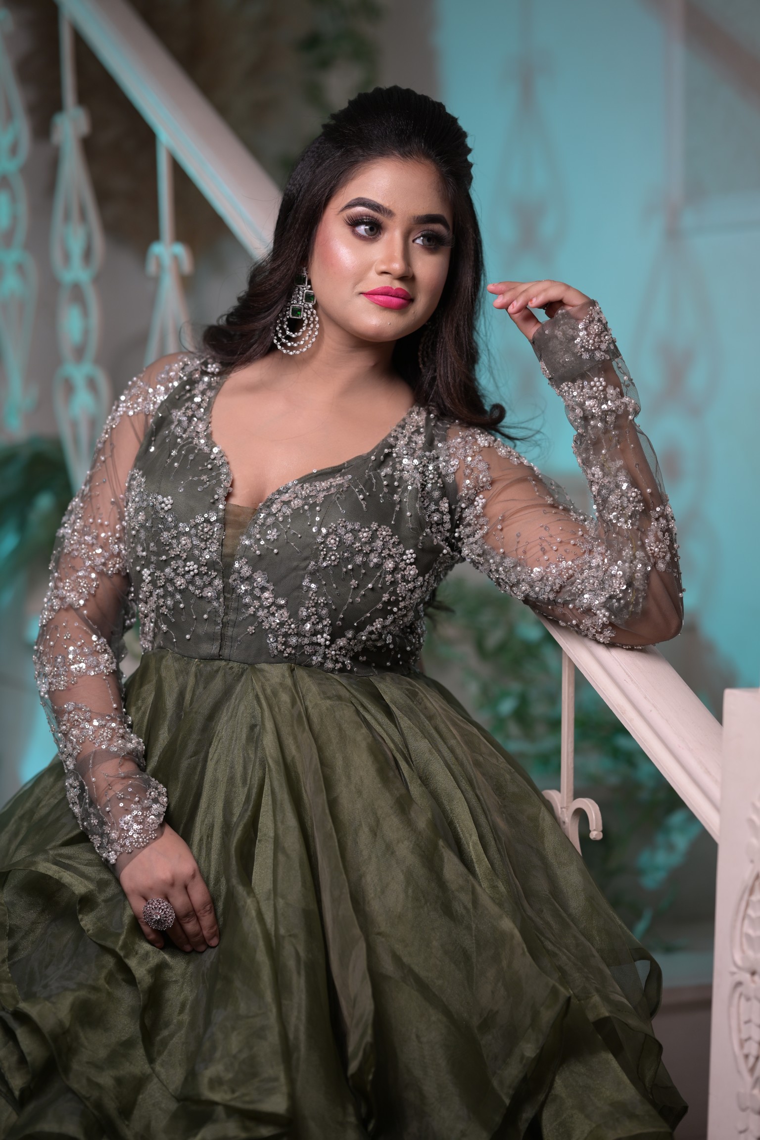 Glamorous bridal event makeup with elegant hairstyle