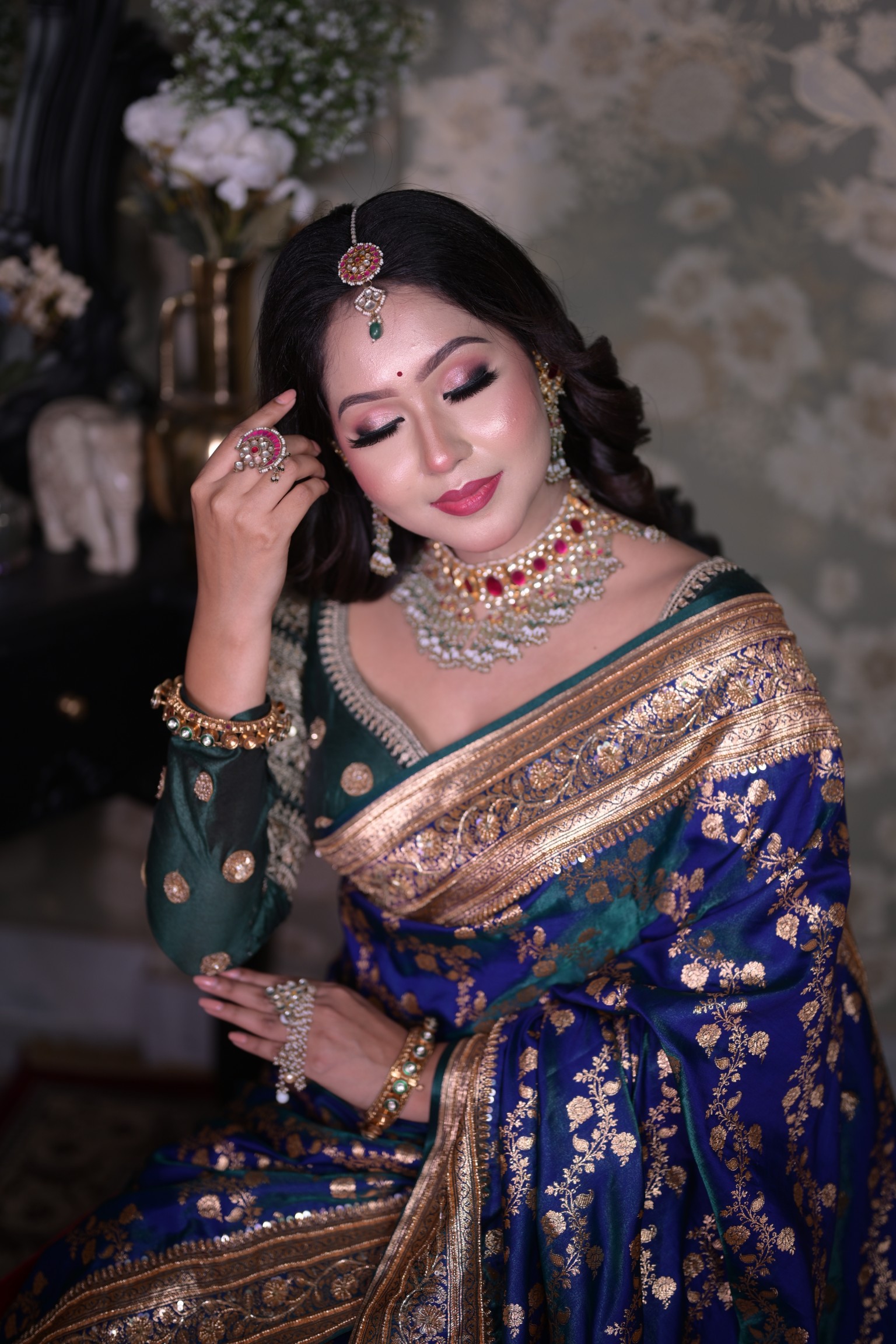 Stunning Indian bridal makeup for wedding ceremony services near me.