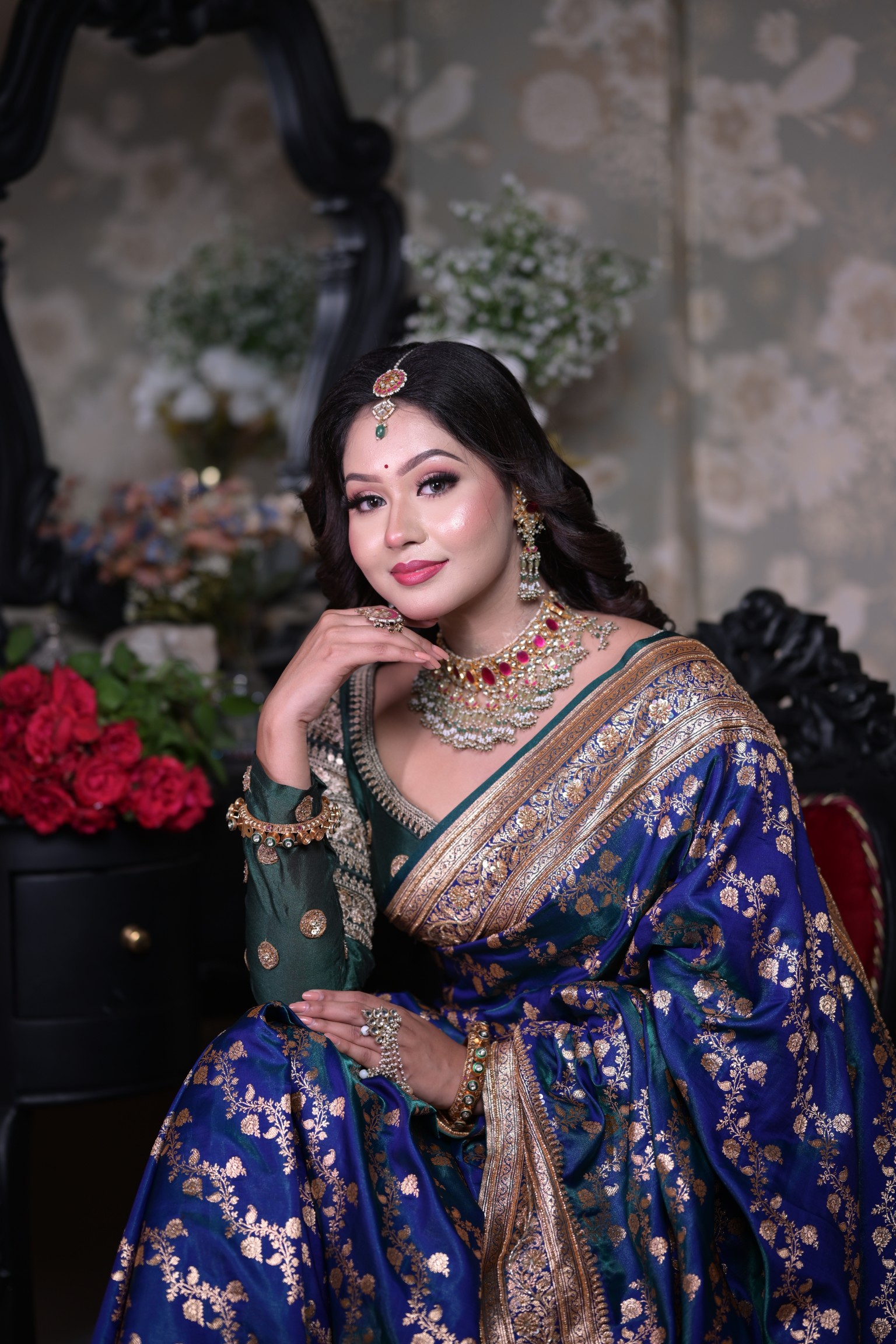 Indian bridal makeup for wedding, traditional look, radiant bride