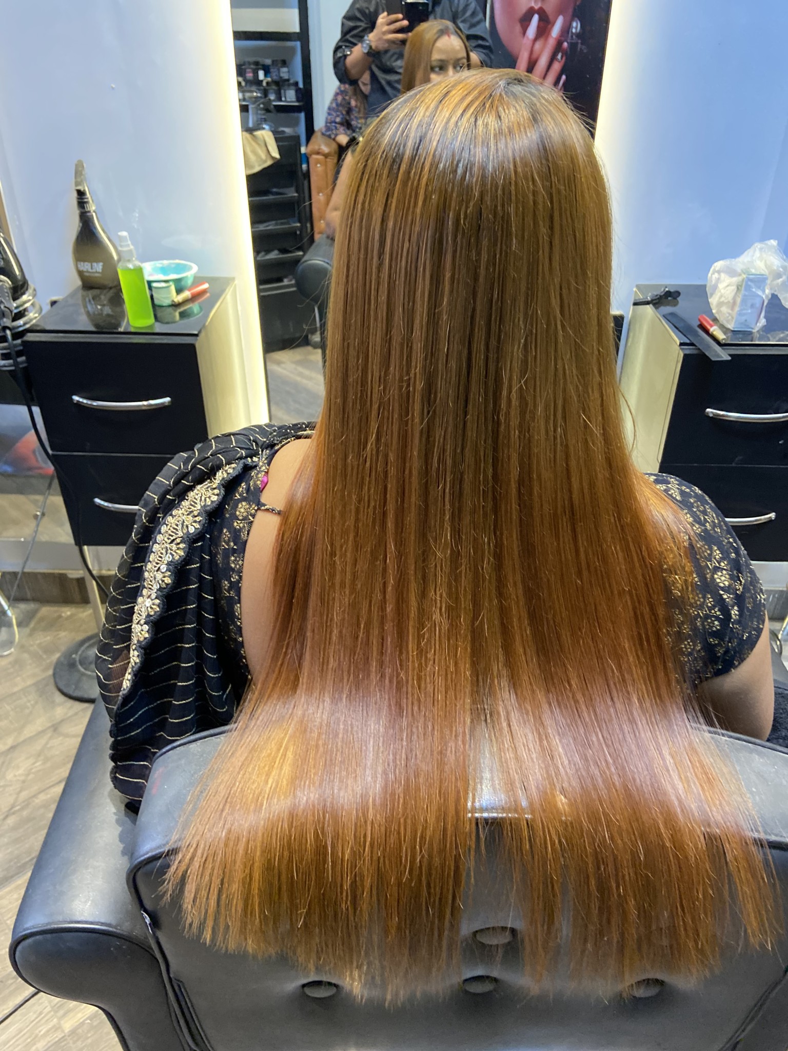 Professional hair smoothening and straightening service.