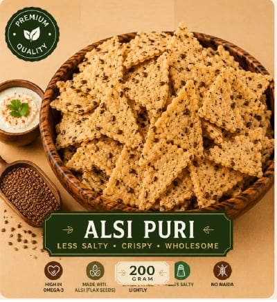 Healthy Alsi Puri(less salty) 200g pack