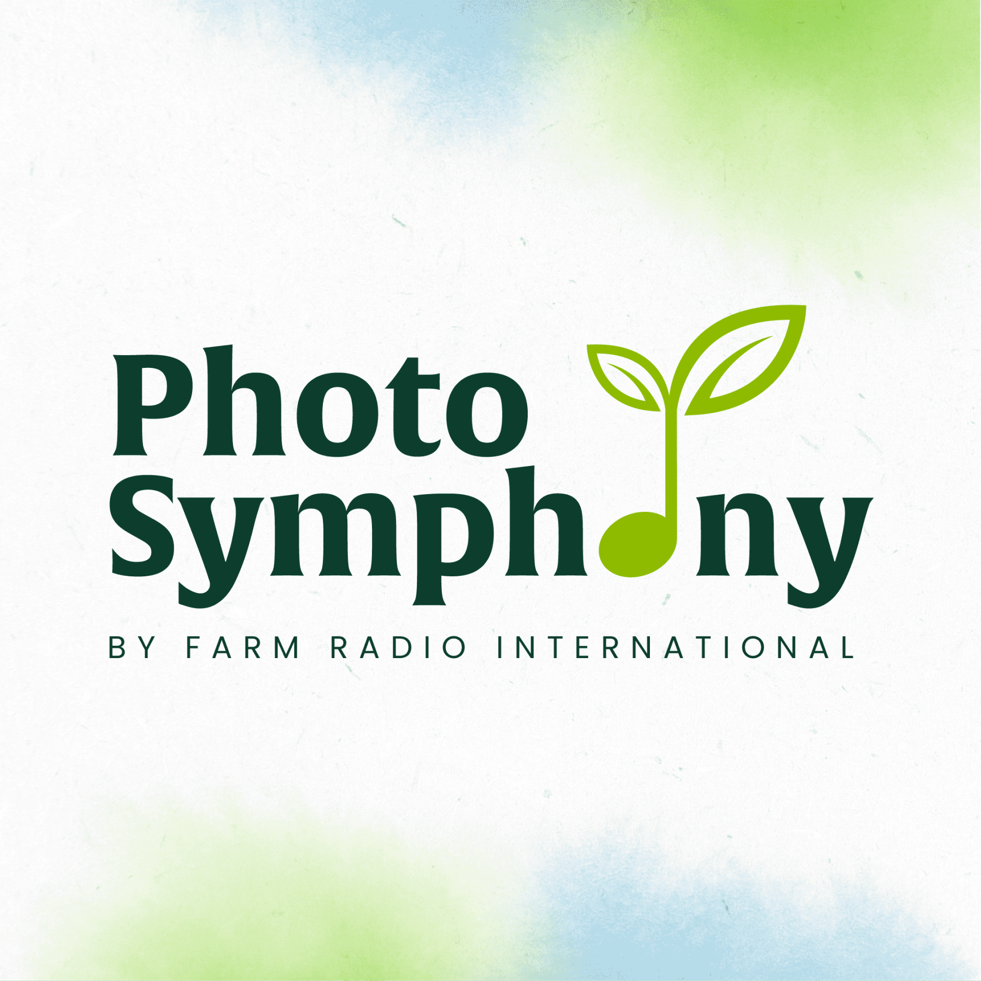 A poster reading "Photosymphony by Farm Radio International"