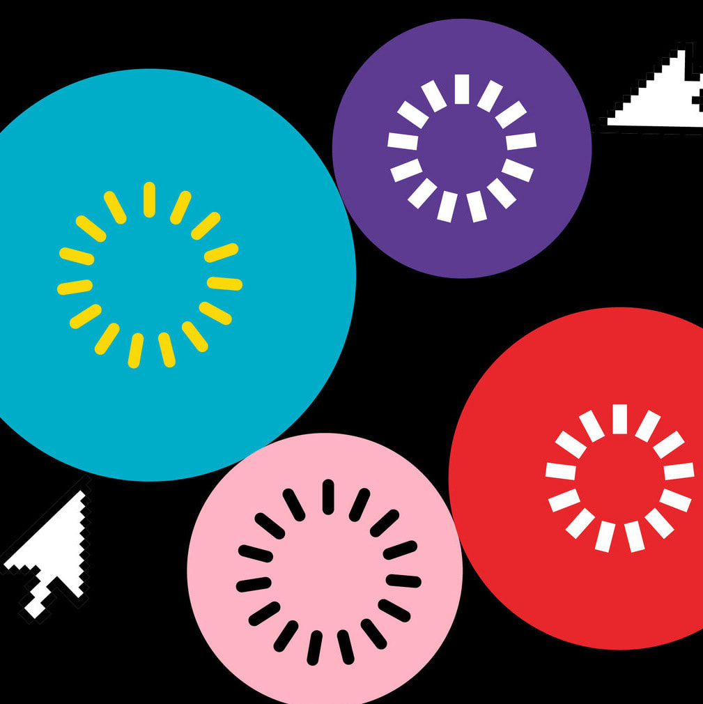 Some spheres with mouse cursors