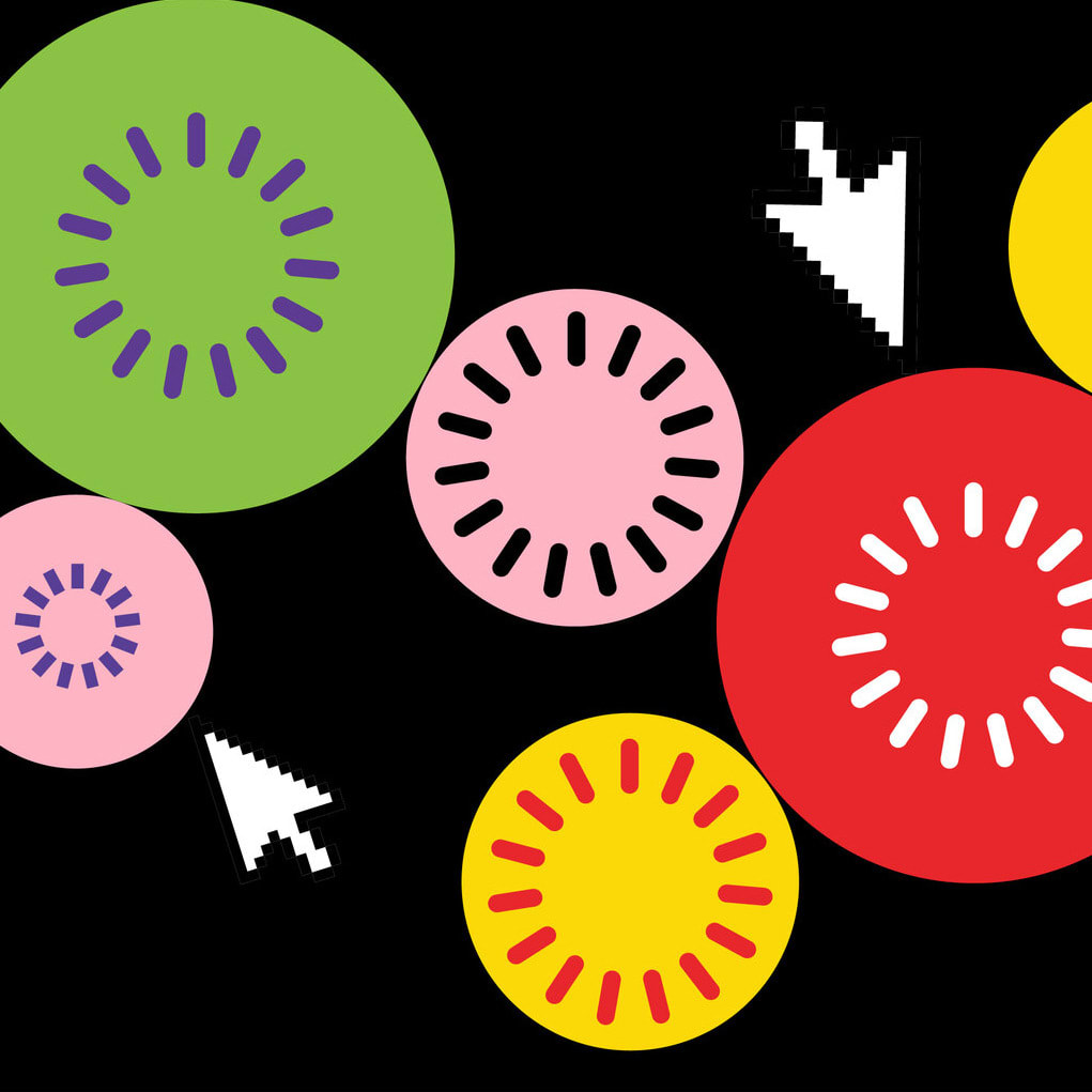 Some spheres with mouse cursors