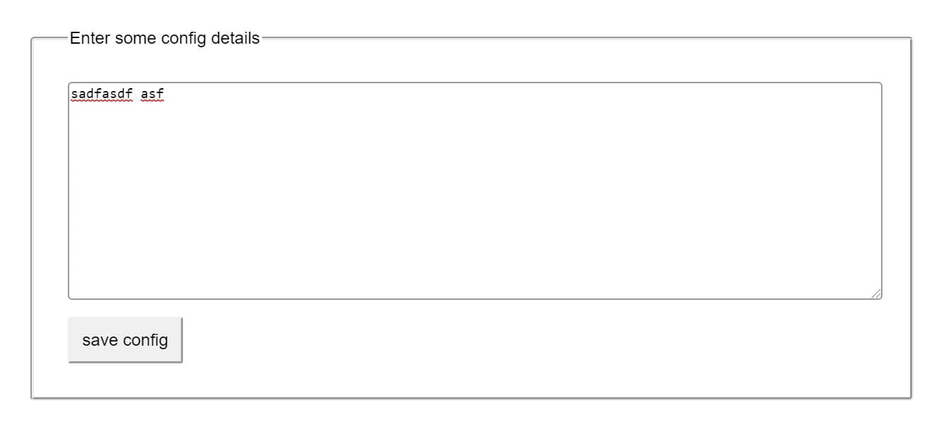 Screenshot of the textarea and save button ready to save the file
