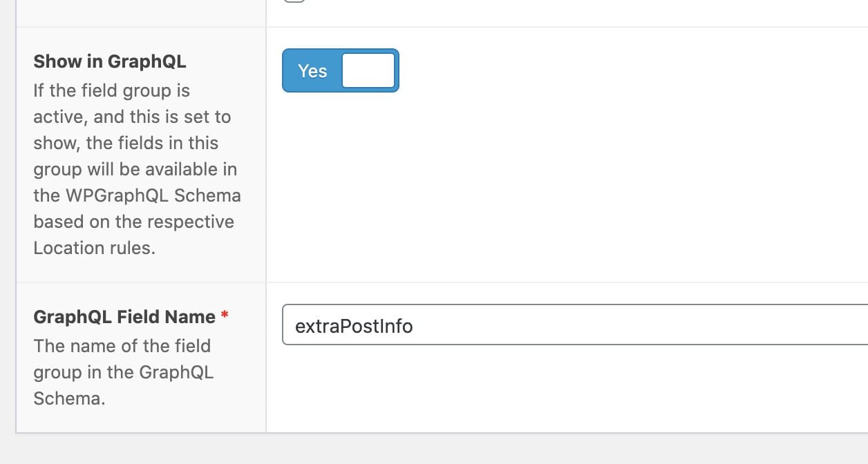 WPGraphQL settings to enable custom fields to show up
