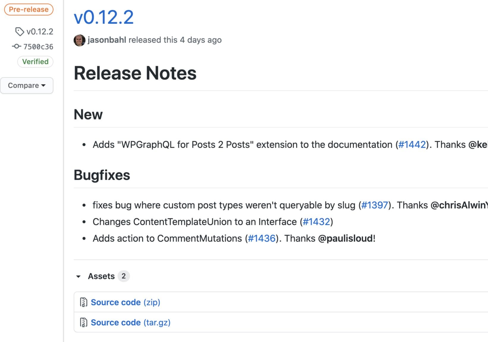 WPGraphQL releases plugin download page