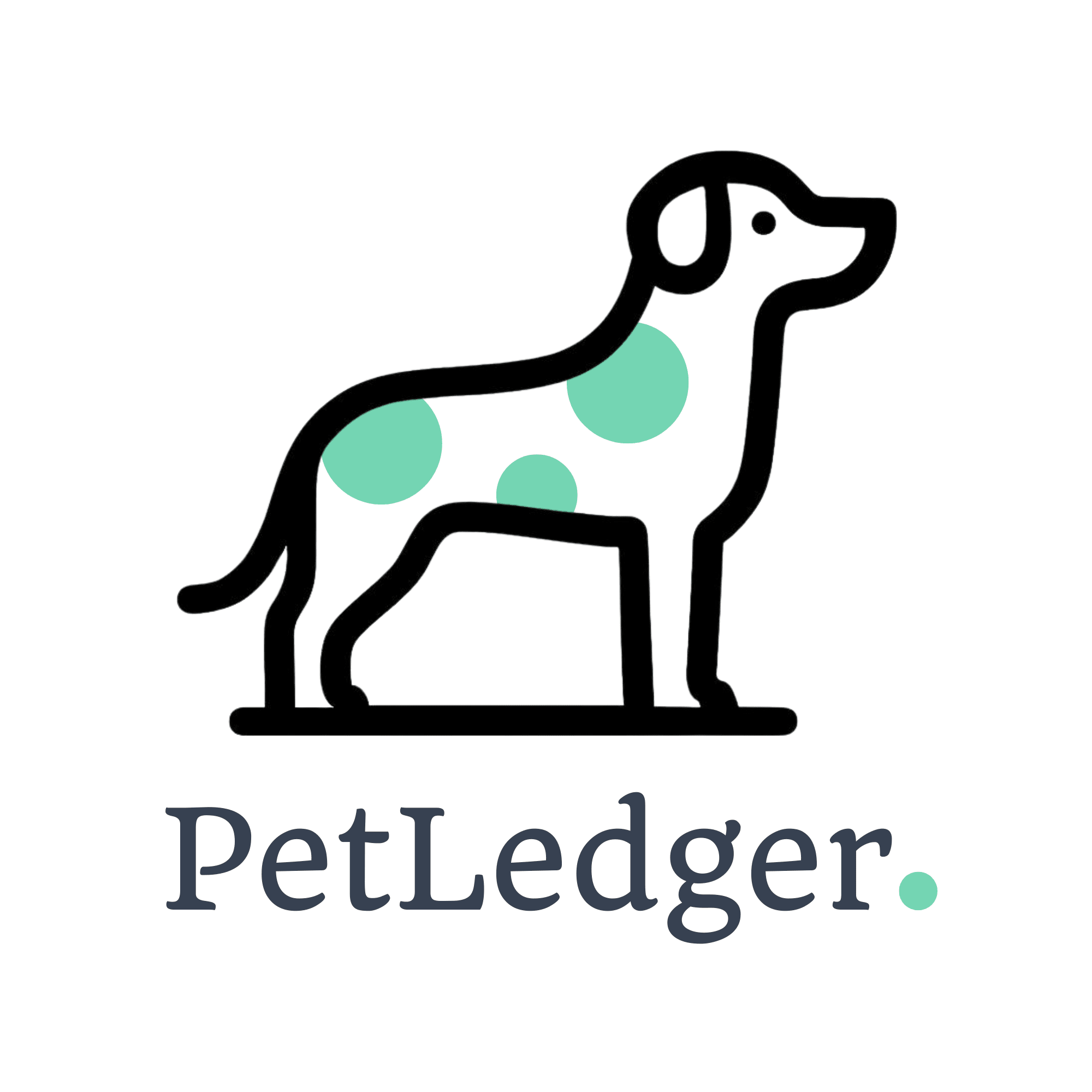intro image for article A labrador silhouette with green spots, the official PetLedger mascot.