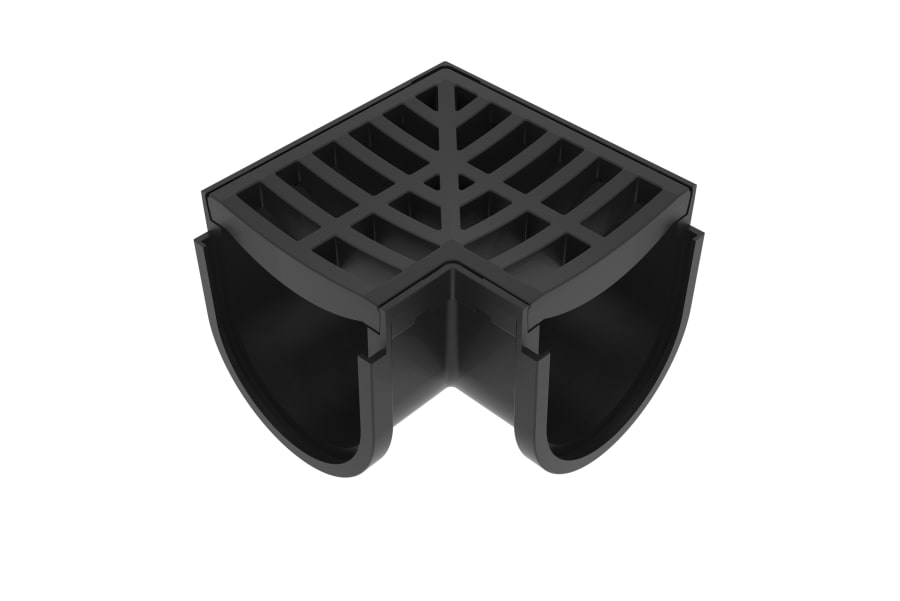 Storm Drain Corner Black Plastic Grate