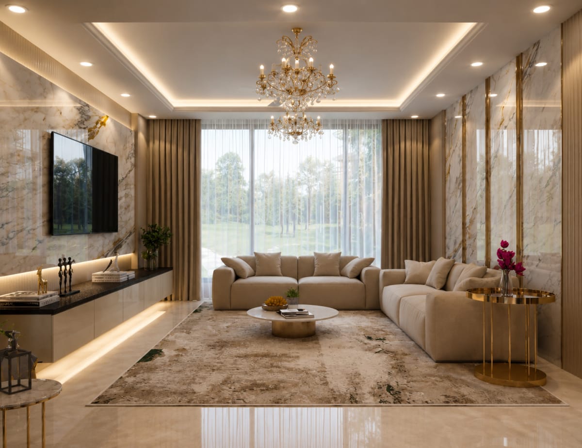 5 BHK Luxury Residence by AMZ Interiors