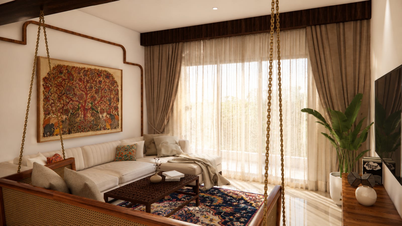 Heritage-Inspired 3 BHK Residence — 3 BHK APARTMENT Interior Design by AMZ Interiors