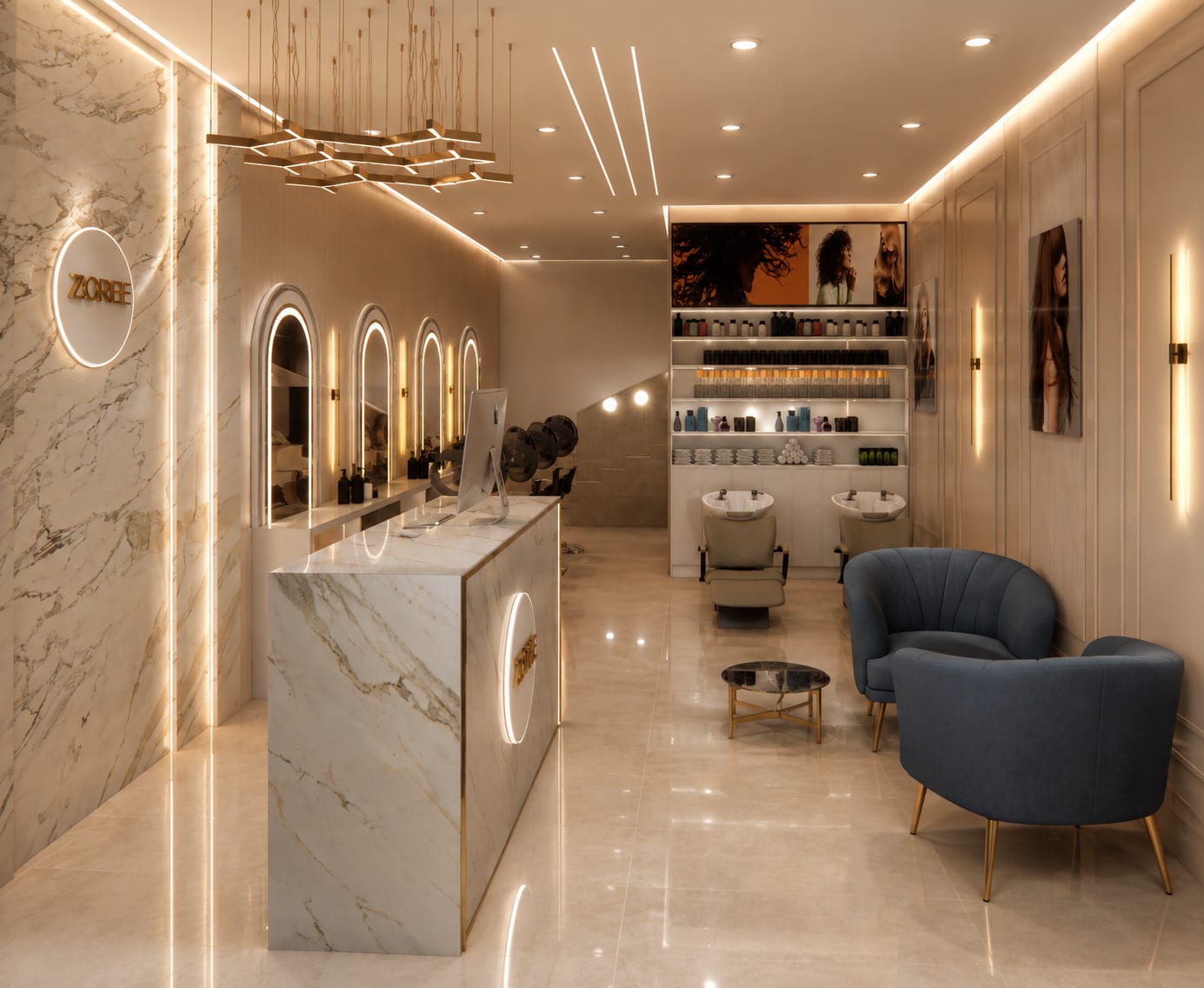 Zoree Salon, Baner interior design — Showcase view by AMZ Interiors Pune