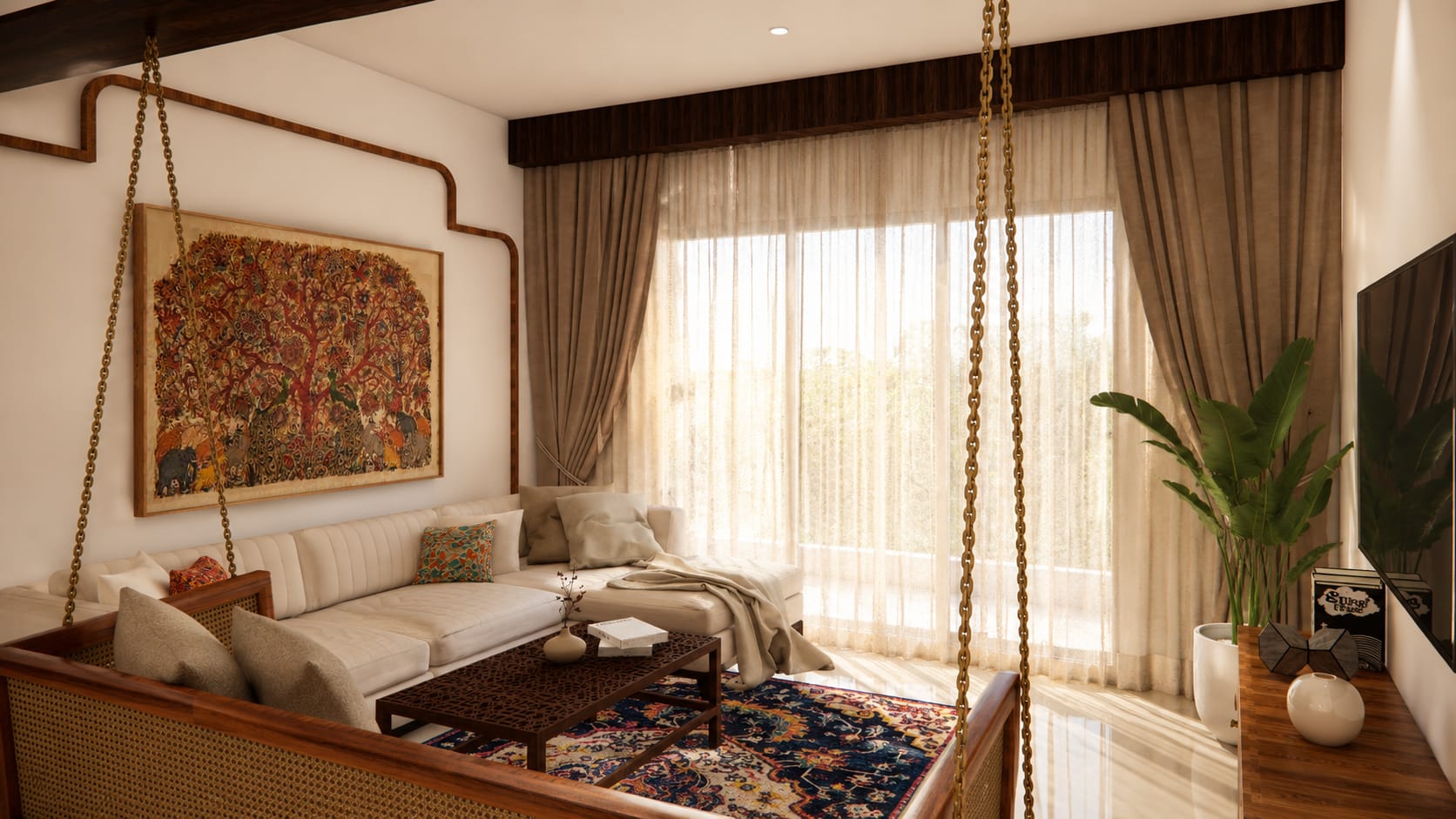 Heritage-Inspired 3 BHK Residence interior design — Showcase view by AMZ Interiors Pune