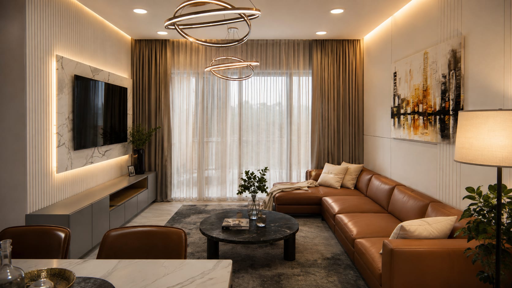 Streamlined 3 BHK Apartment interior design — Photo 1 by AMZ Interiors Pune