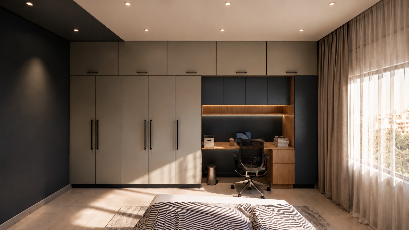 Streamlined 3 BHK Apartment interior design — Showcase view by AMZ Interiors Pune