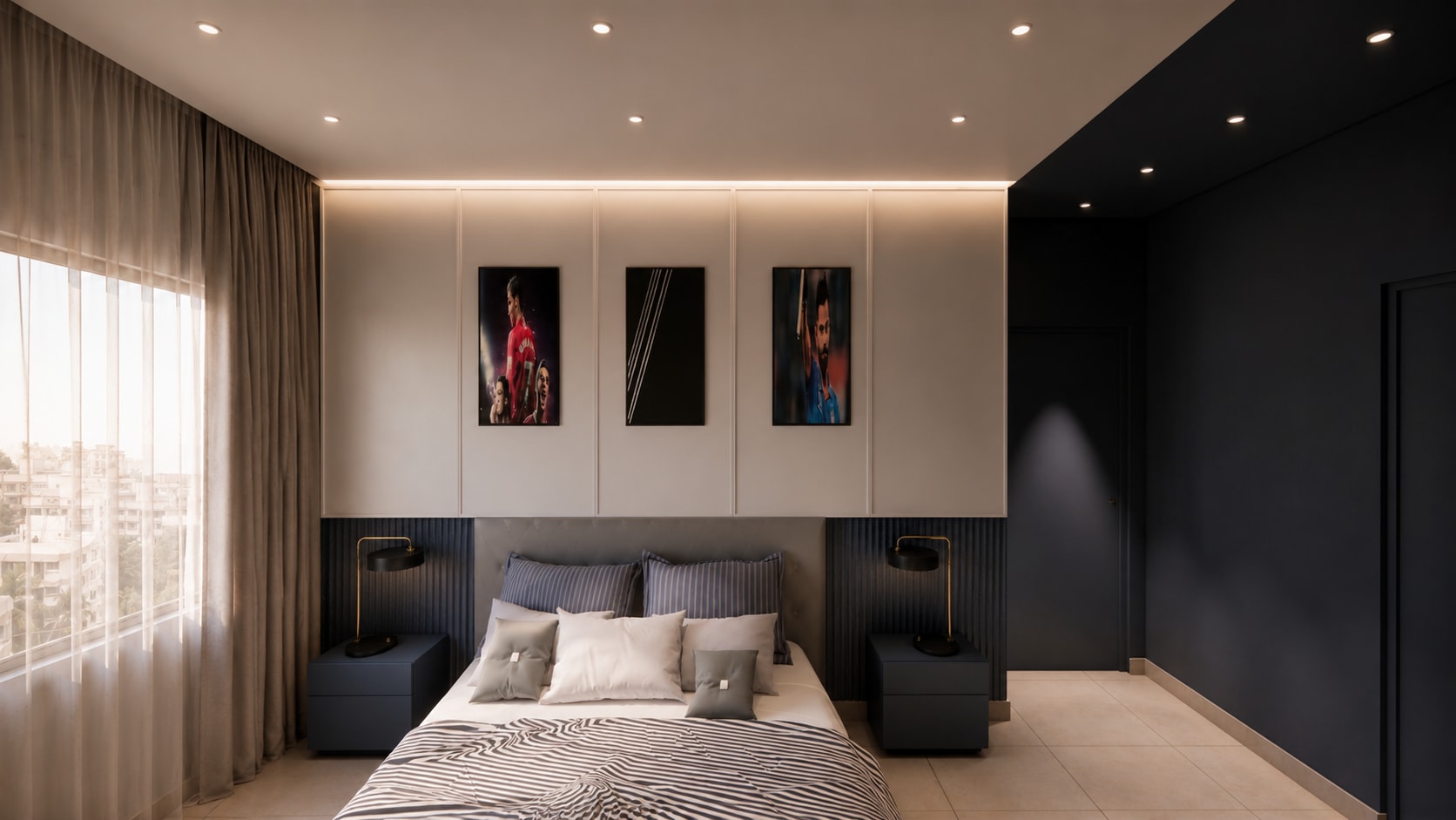 Streamlined 3 BHK Apartment interior design — Showcase view by AMZ Interiors Pune