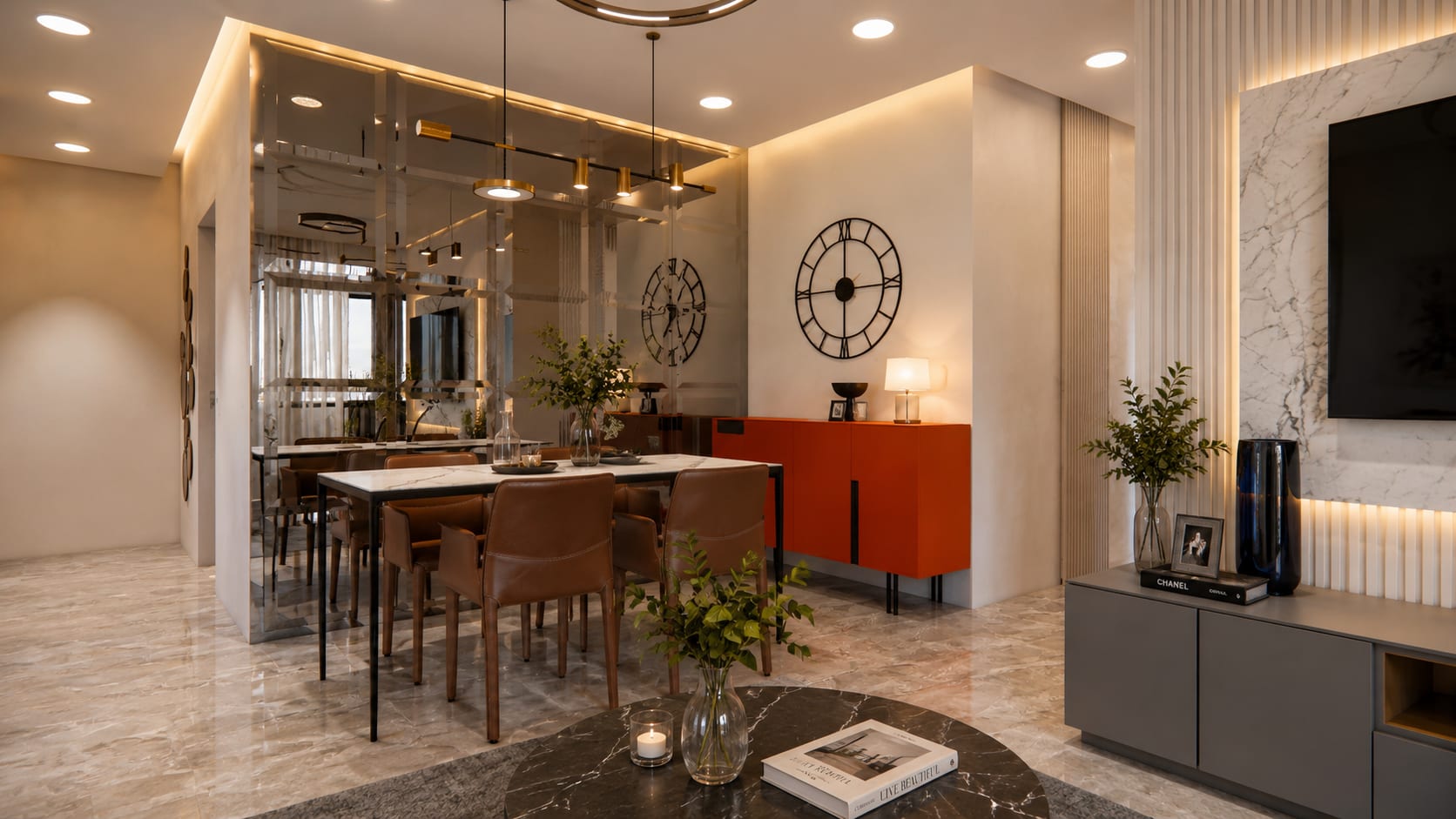 Streamlined 3 BHK Apartment interior design — Photo 2 by AMZ Interiors Pune