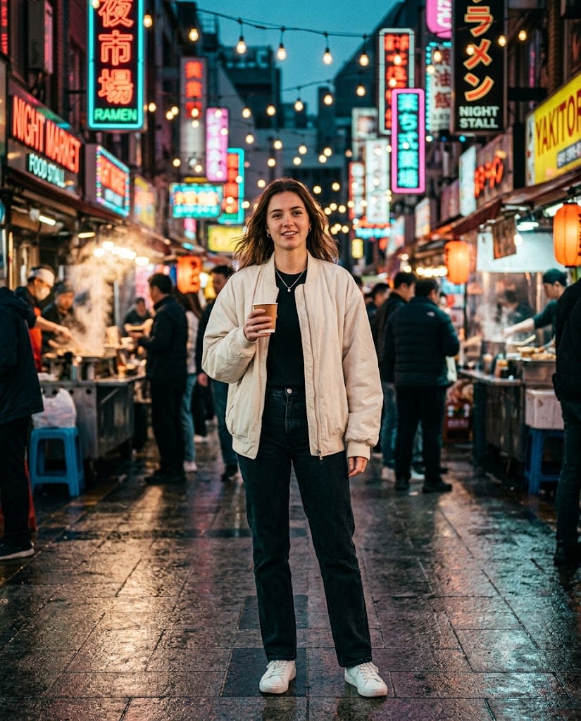 Neon Night Market Street Portrait sample output