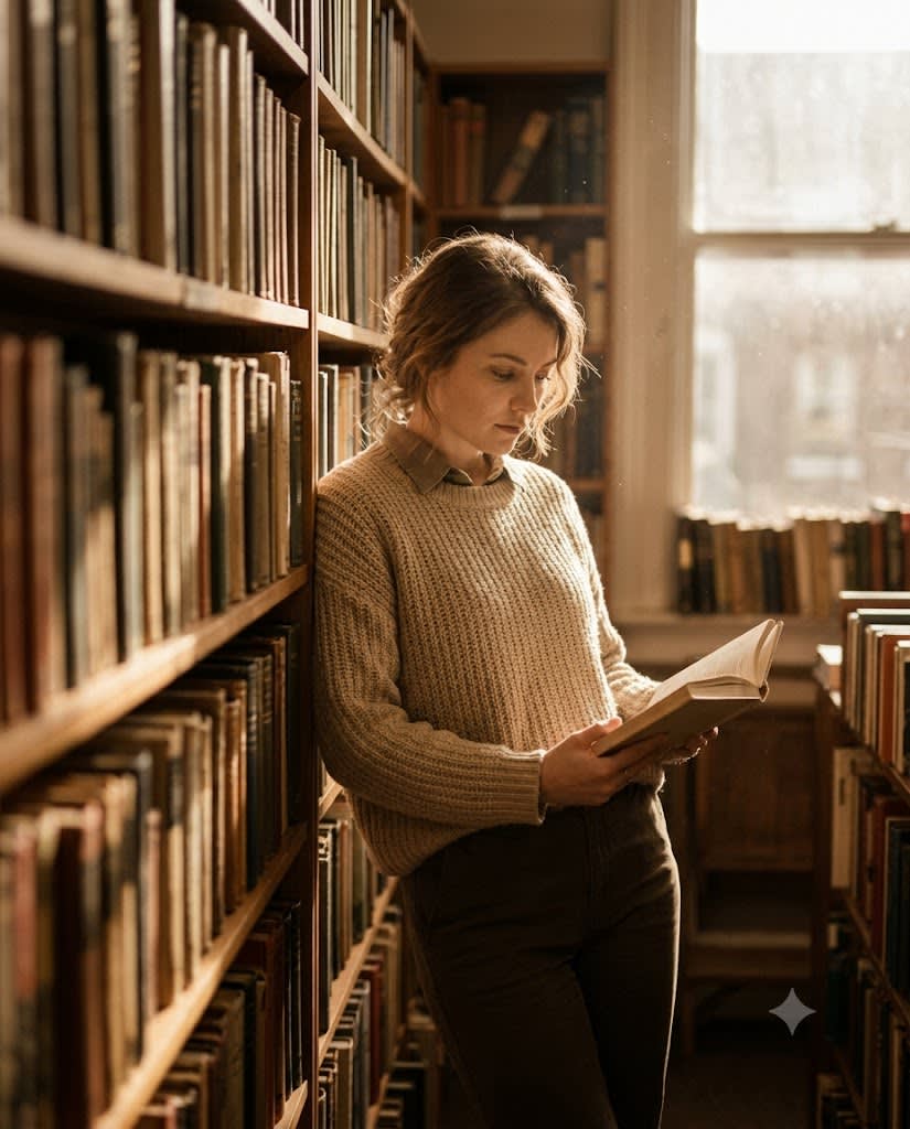 Old Bookstore Afternoon Light Portrait