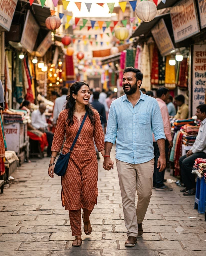 Old City Market Lane Candid Couple Portrait sample output