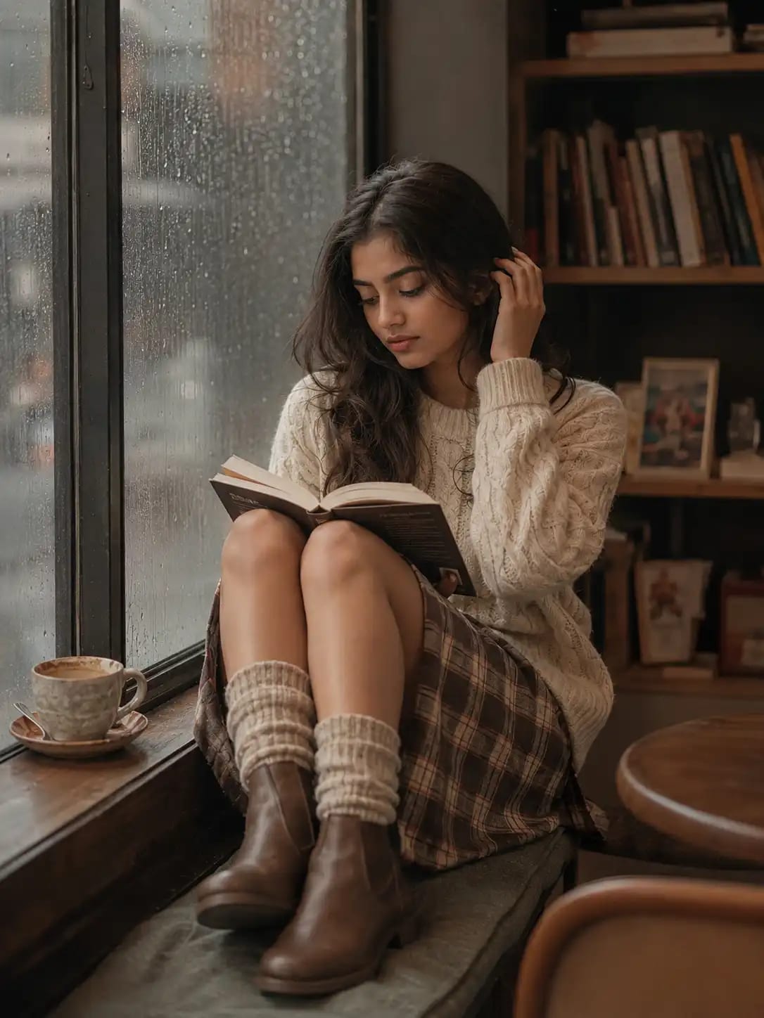 Cozy Café Reading Nook Portrait