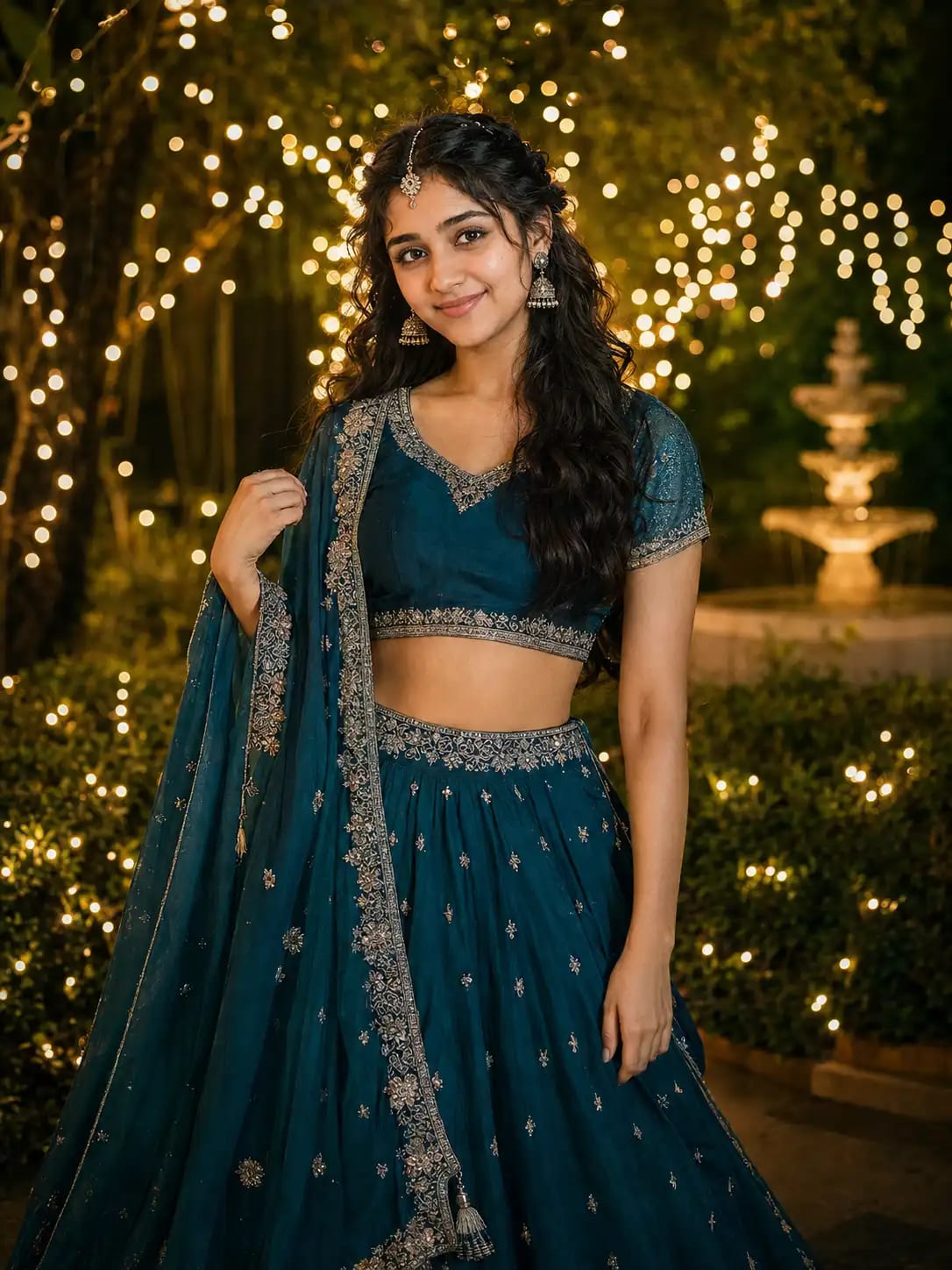 Night Garden Fairy-Light Lehenga Portrait sample output