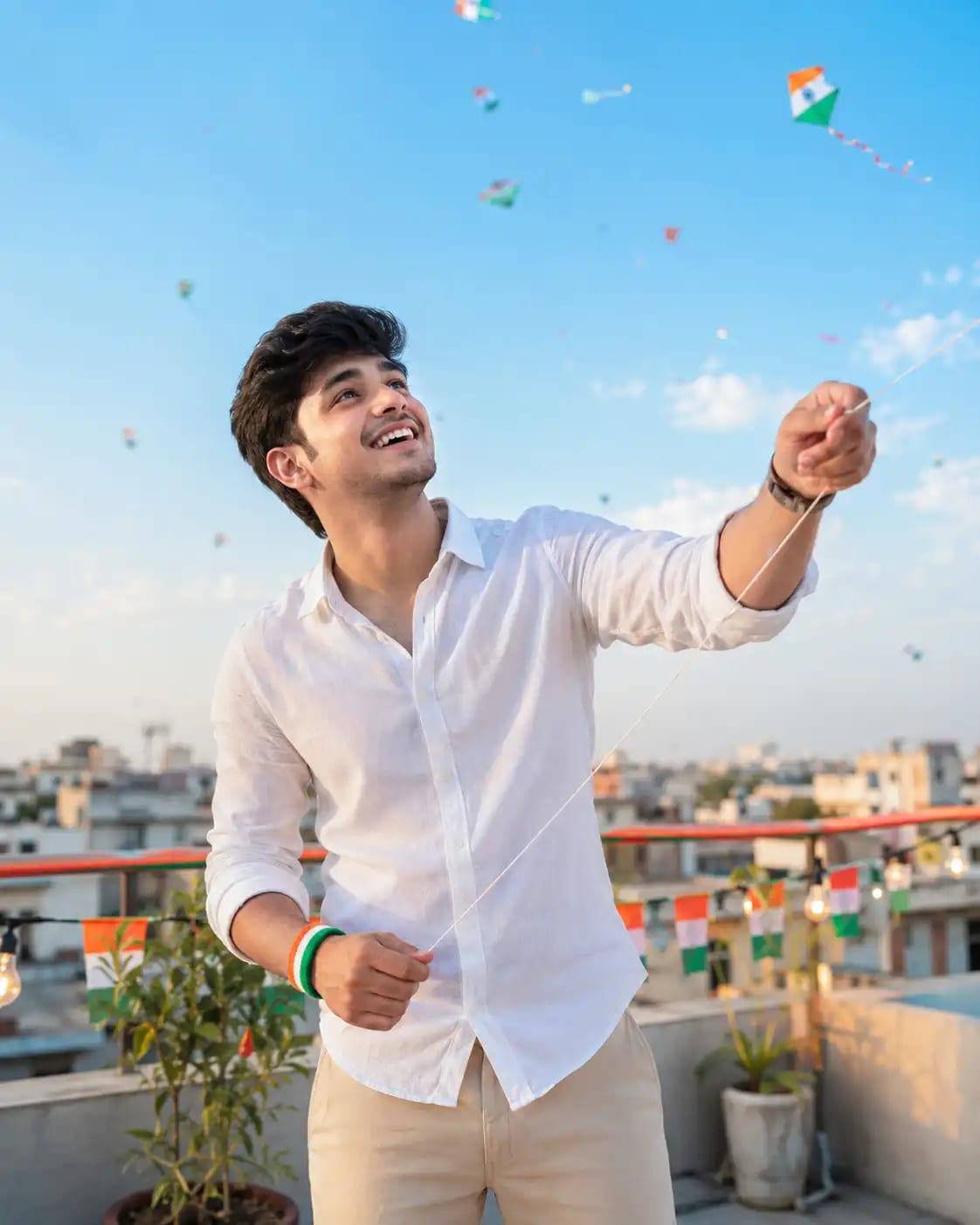 Rooftop Tricolor Kite Moment