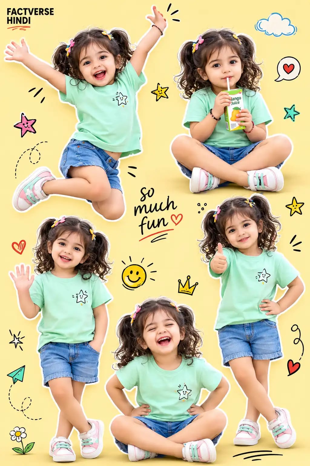 Playful Sticker-Style Action Collage for Kids