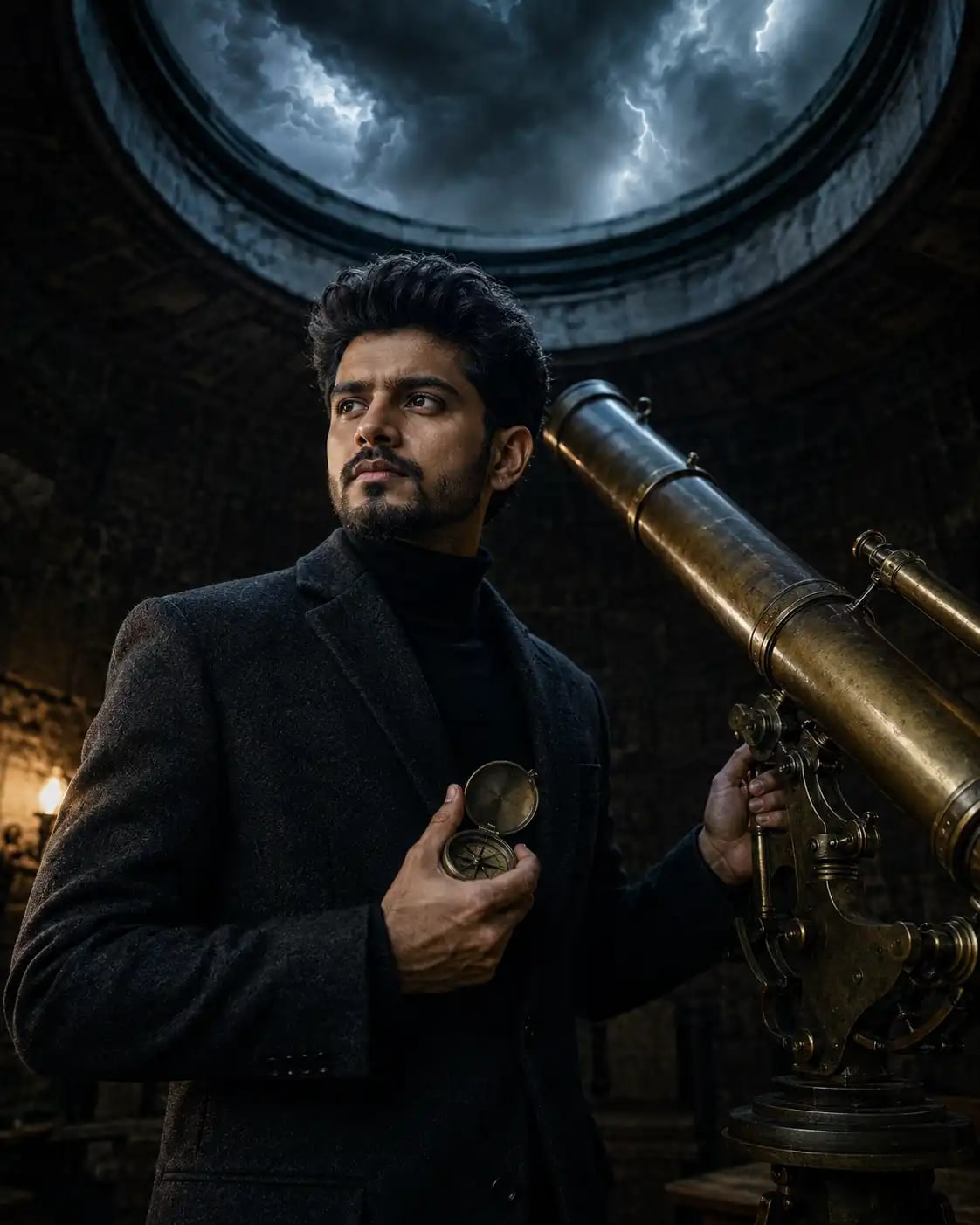 Storm-Lit Observatory Cinematic Portrait