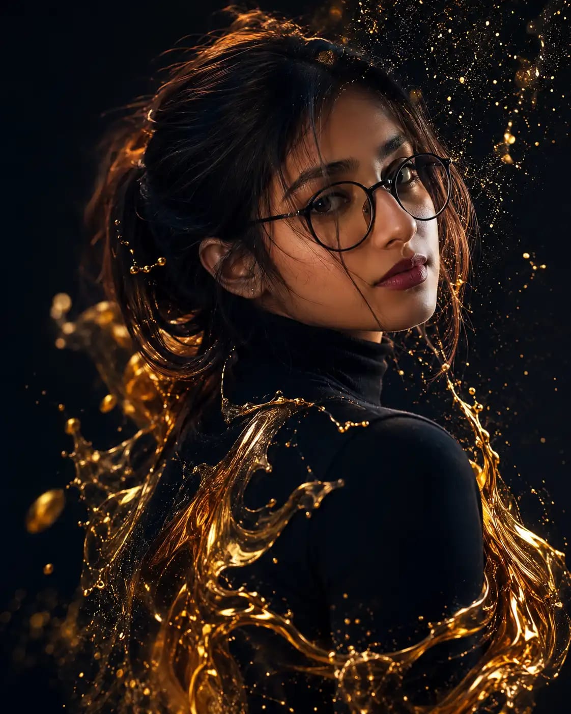 Liquid Gold Ink Dissolve Portrait | Editorial AI Look
