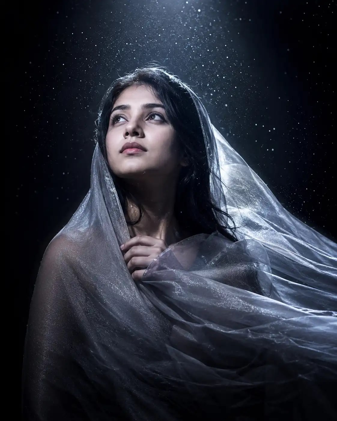 Silver Moonlight Veil Portrait | Dreamy AI Prompt