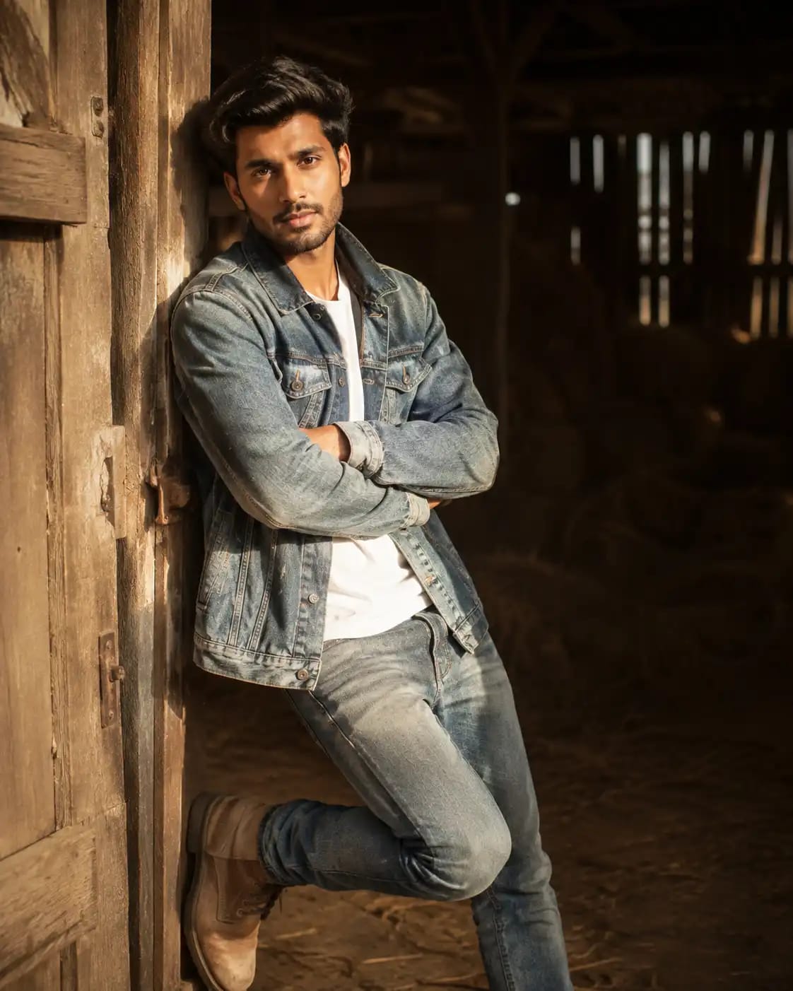 Barn Doorway Light Portrait | Boys AI Photoshoot sample output