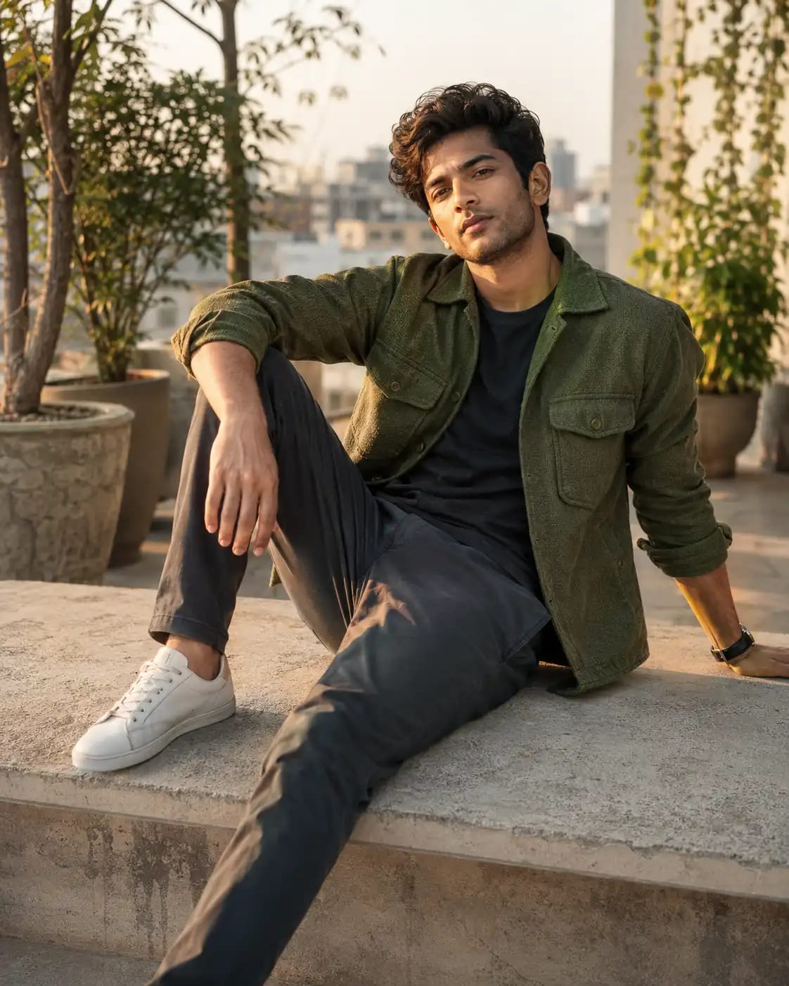 Urban Rooftop Garden Portrait | Boys AI Prompt