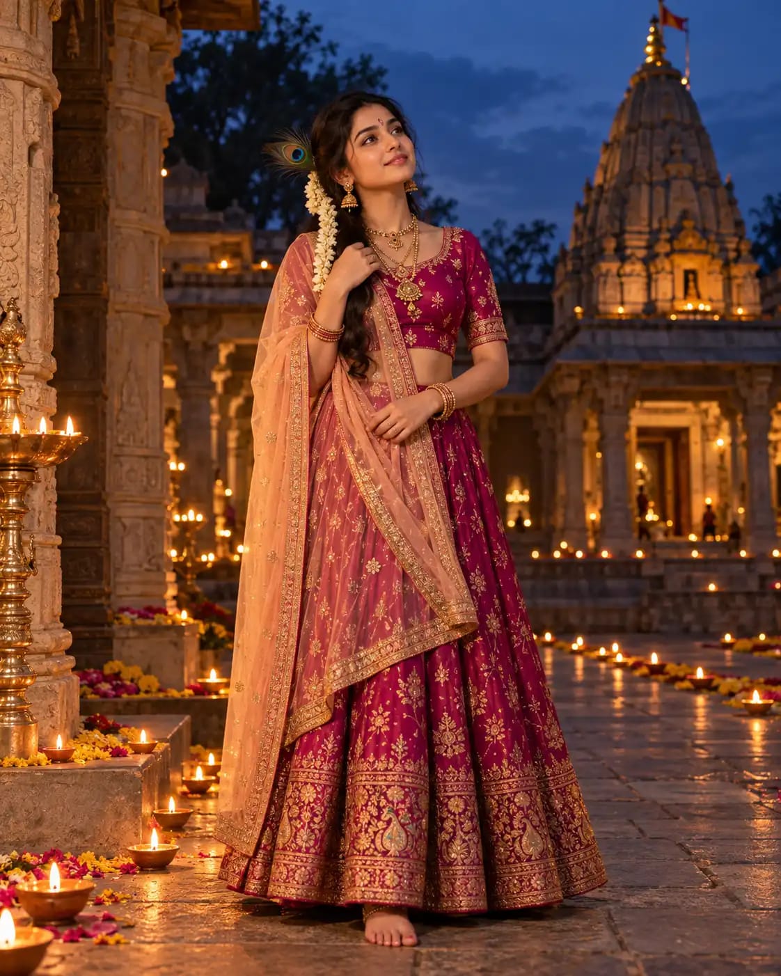 Radha Rani Temple Courtyard Portrait | Janmashtami AI